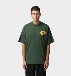 Abstract Floral Box Tee - Forest Green