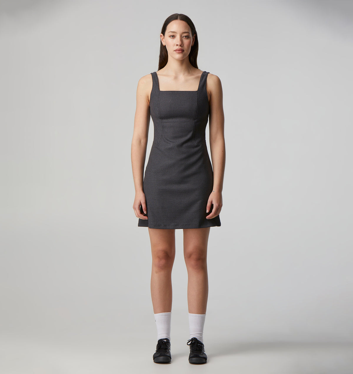 Vita Dress - Charcoal/Blue check