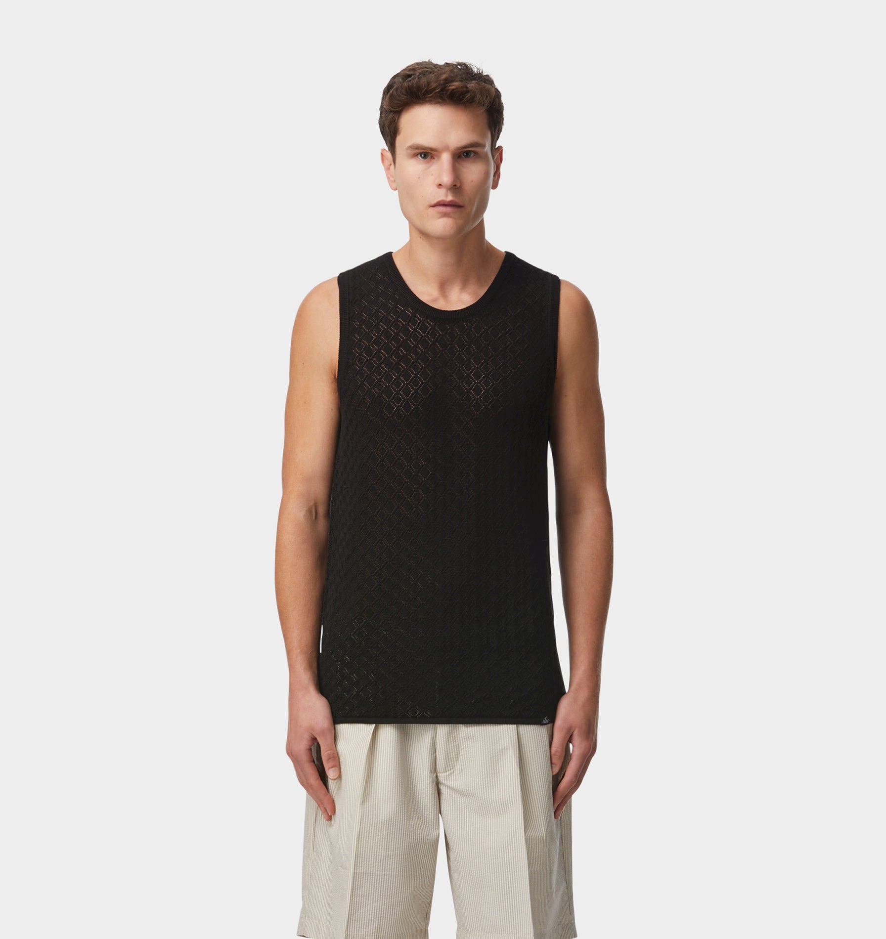 Lace Knit Tank - Black