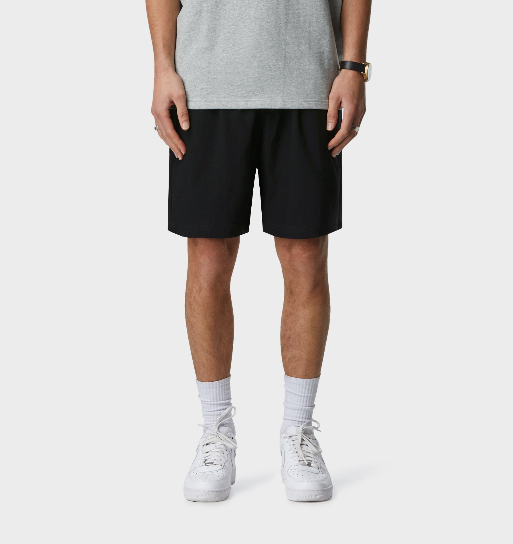 Linen Michael Pleat Short - Black