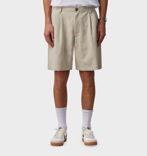 Linen Quincy Pleated Short - Bone