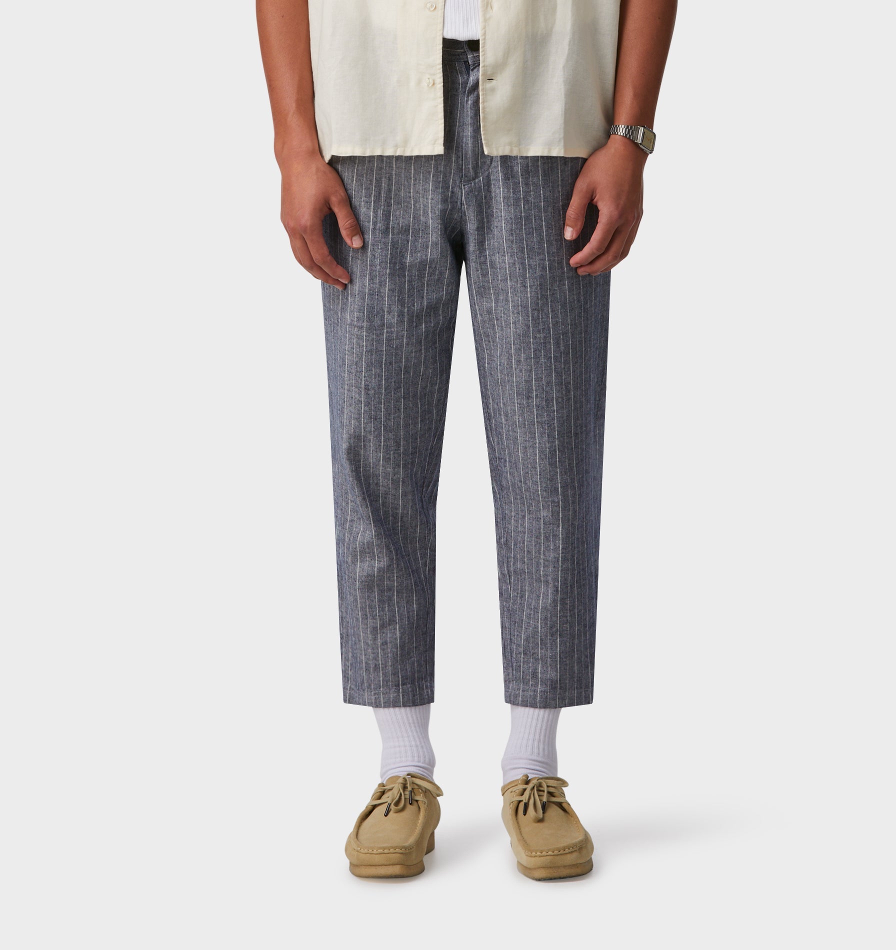 Linen Kobe Pant - Indigo/White Stripe