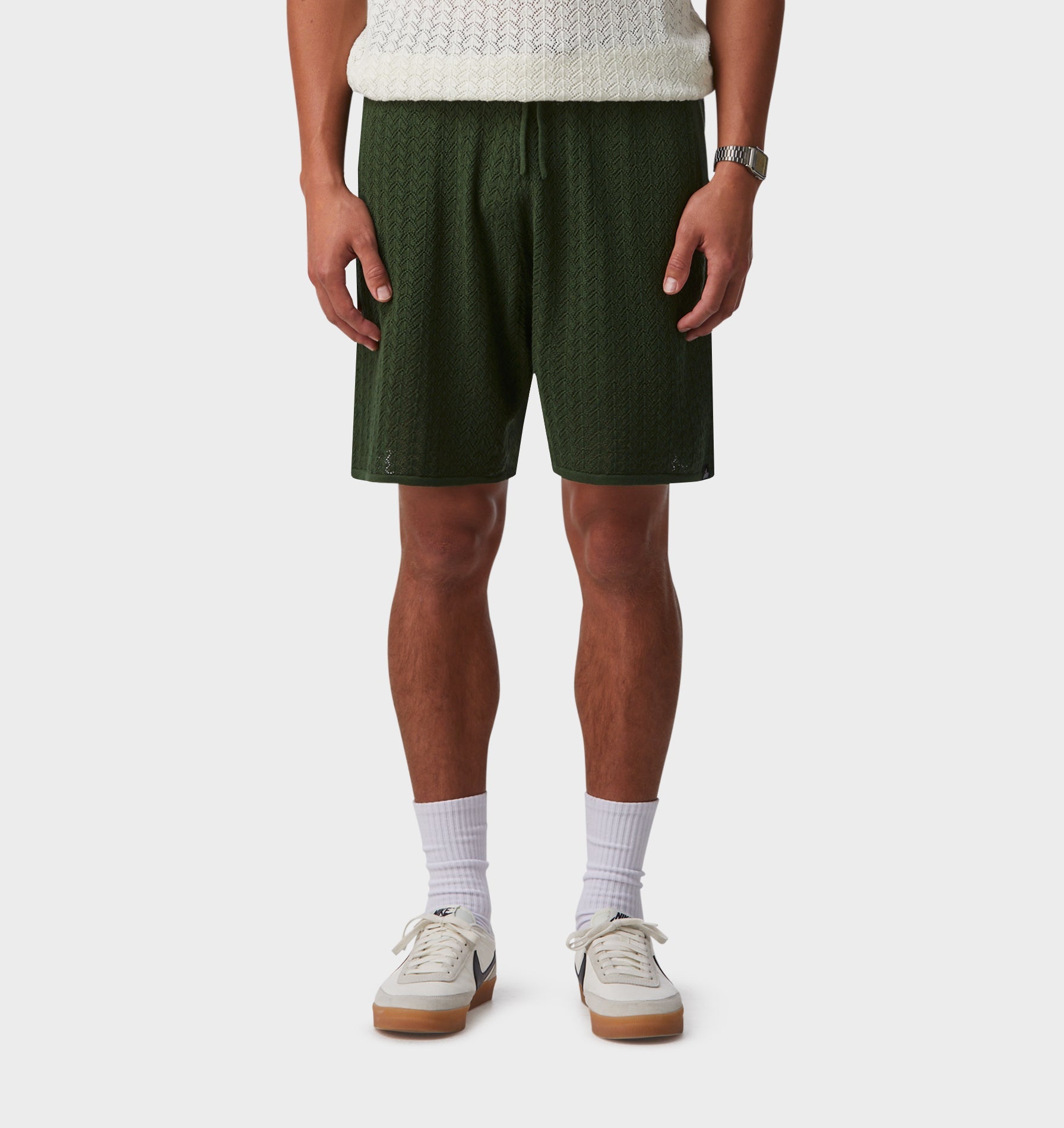 Chevron Knit Short - Forest Green