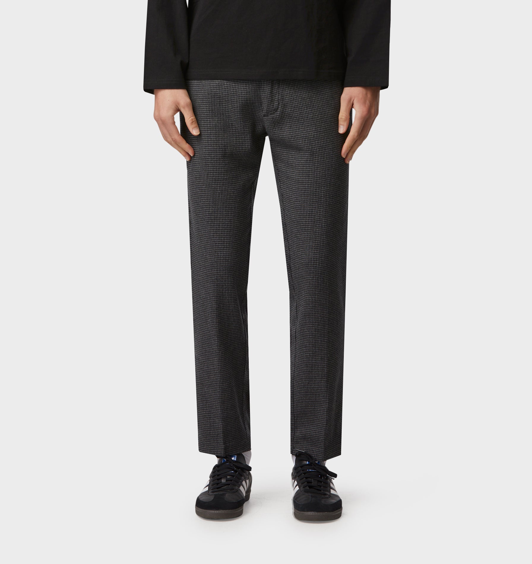 Linen Slim Kobe Pant - Tall -Charcoal Houndstooth