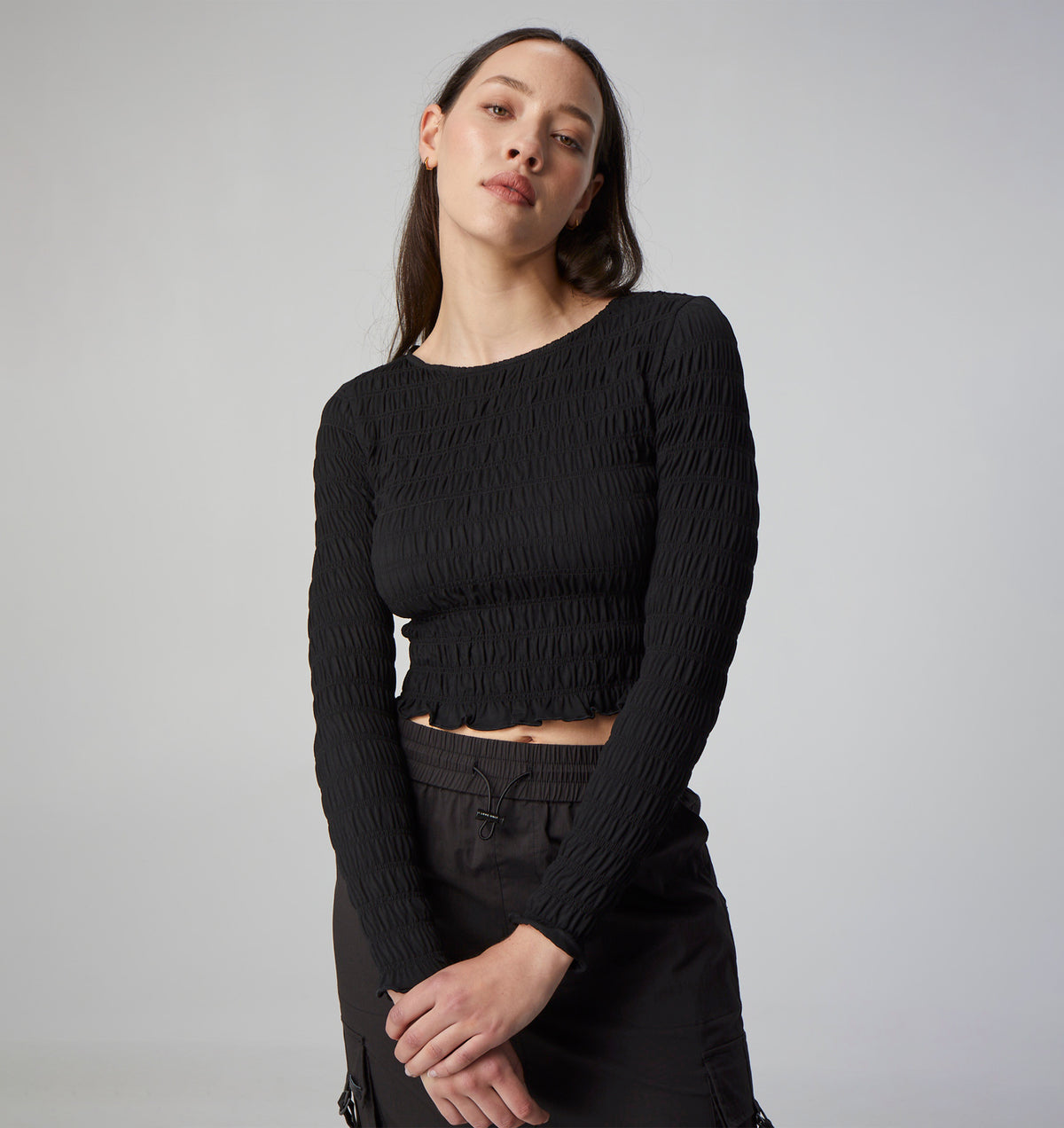 Shiloh Shirring Top - Black