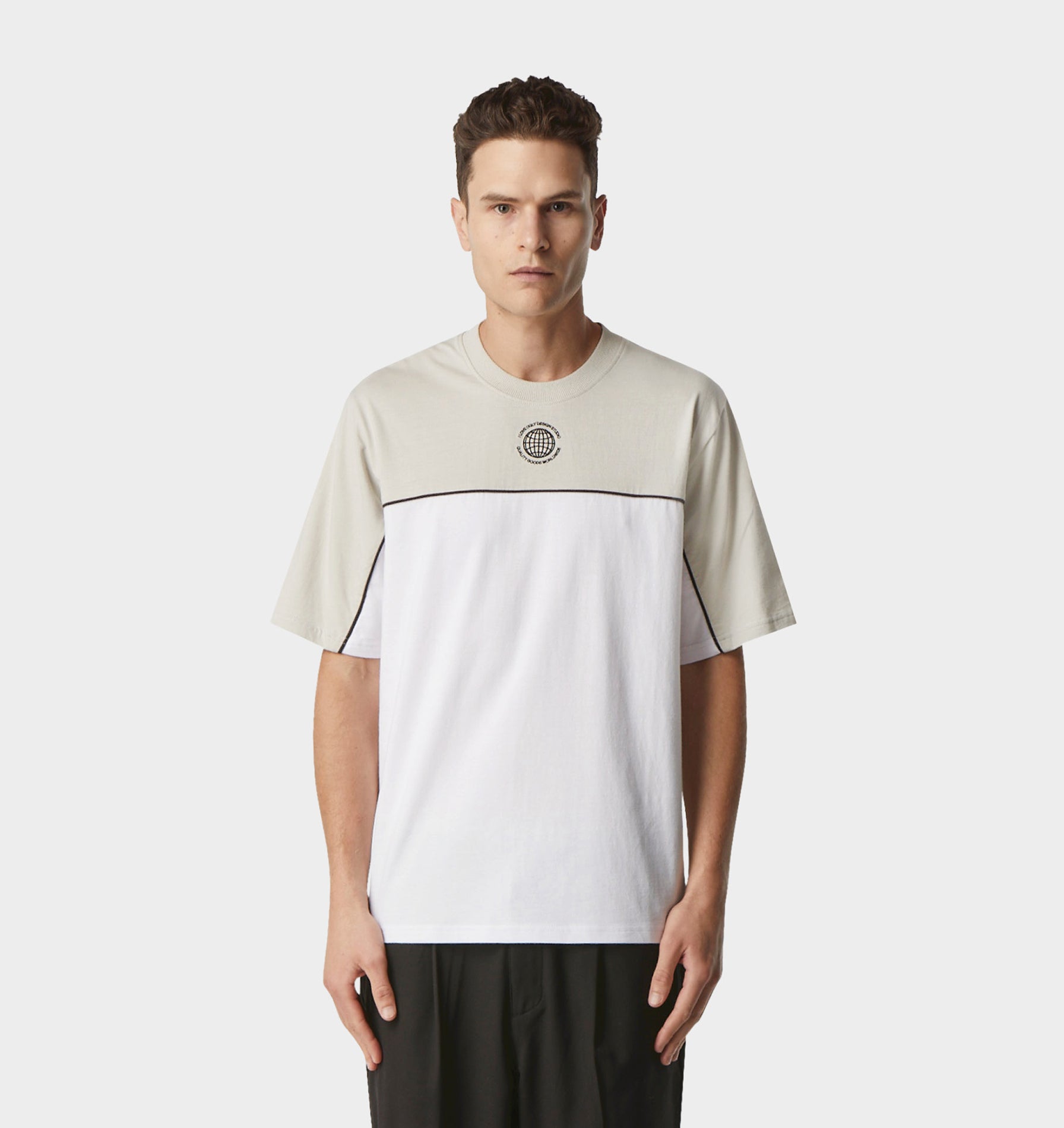 Piped Tee - White/Washed Stone