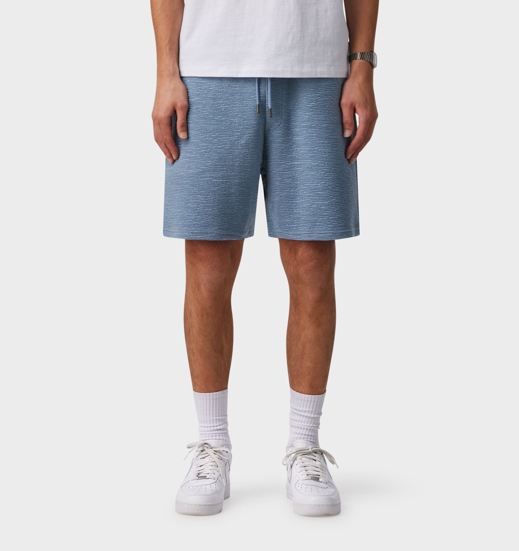 Ridged Trackie Short - Slate Grey