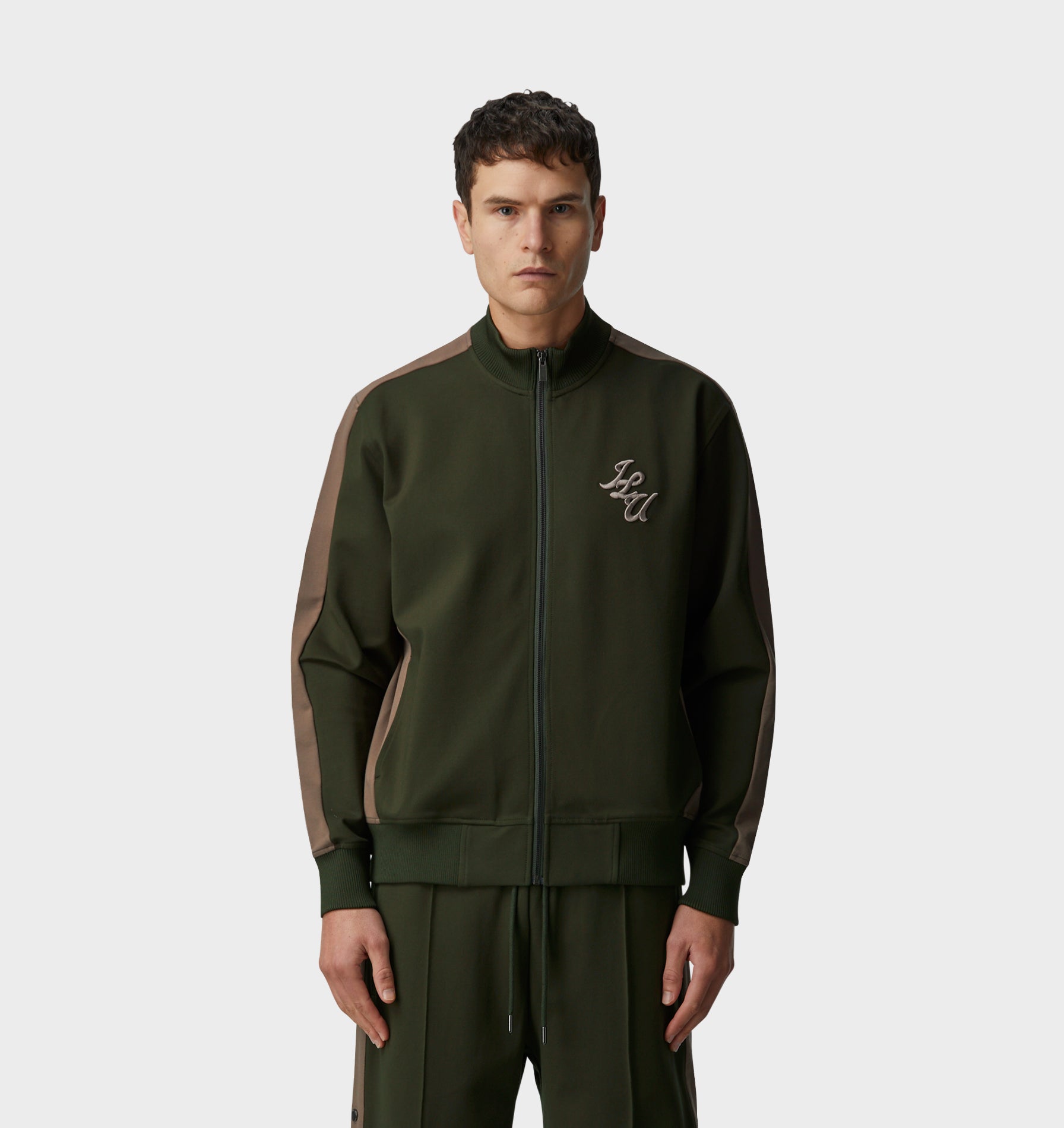 Abel Tracksuit Jacket - Dark Green/Taupe