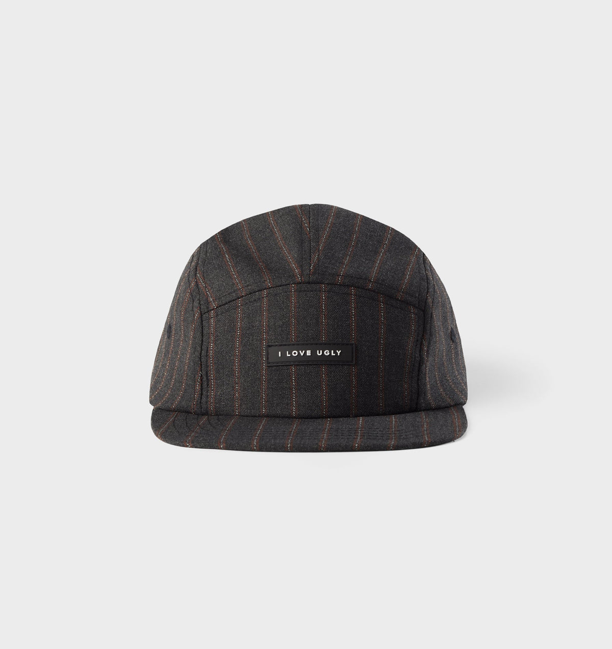 5 Panel Cap - Charcoal/Red Pinstripe