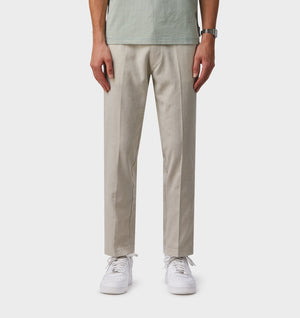 Herringbone Linen Slim Kobe Pant - Tall - Bone