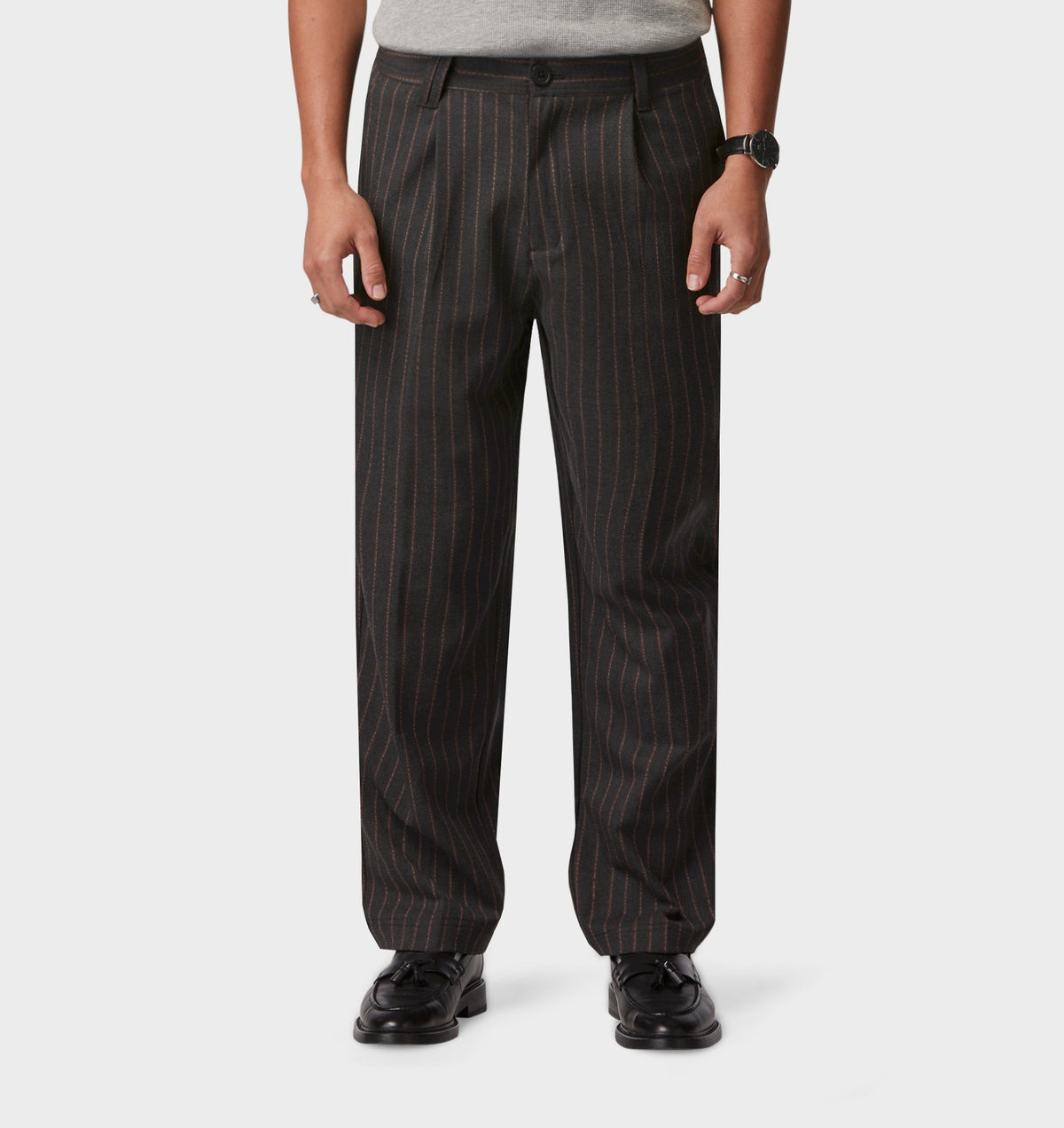 Winston Pant - Charcoal/Red Pinstripe