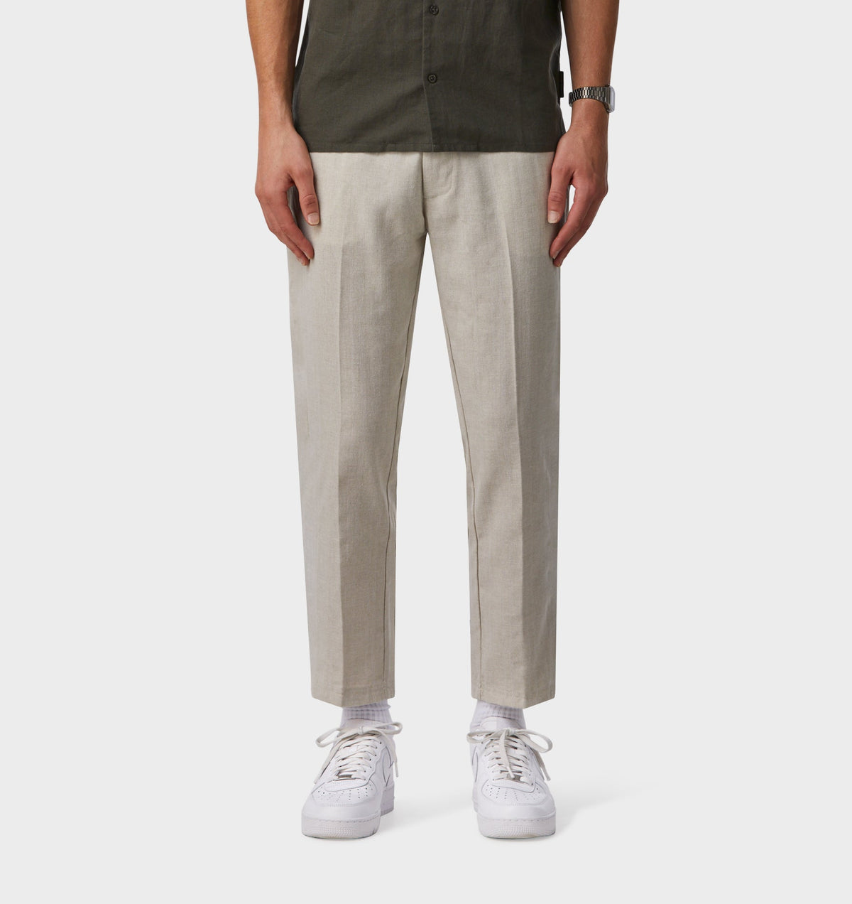 Herringbone Linen Slim Kobe Pant - Regular - Bone