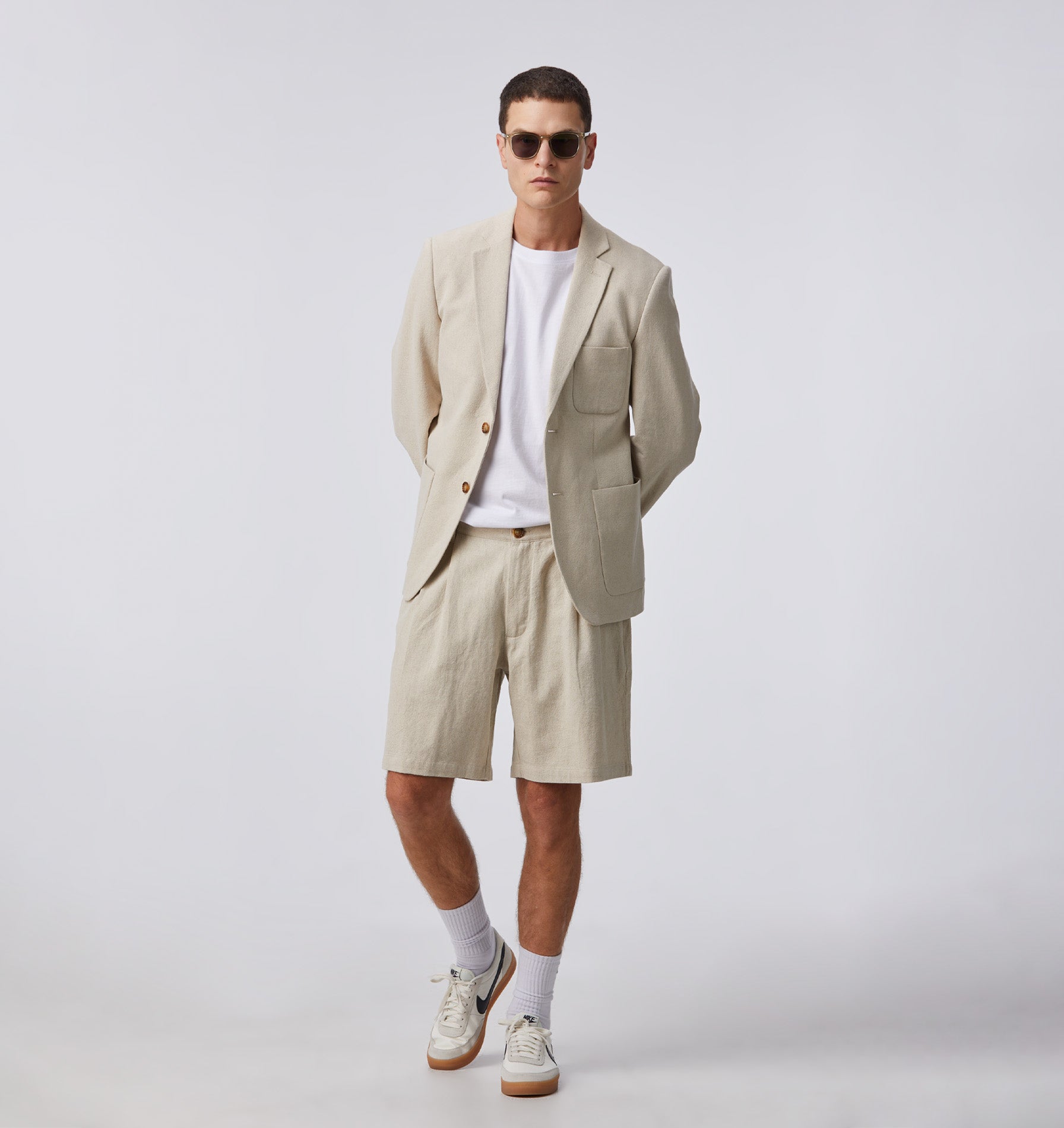 Linen Quincy Pleated Short - Bone