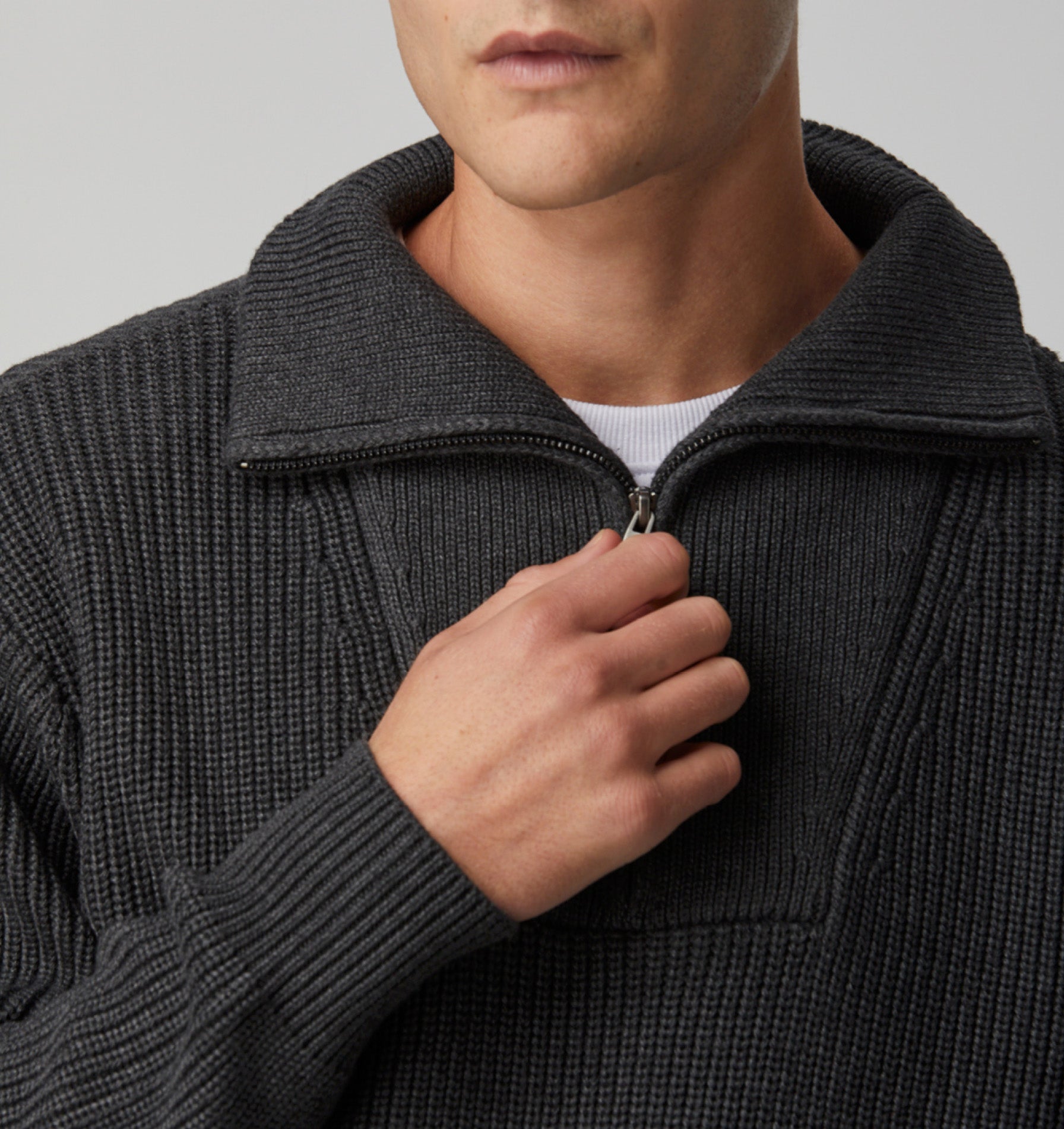 Mateo Zip Sweater - Charcoal