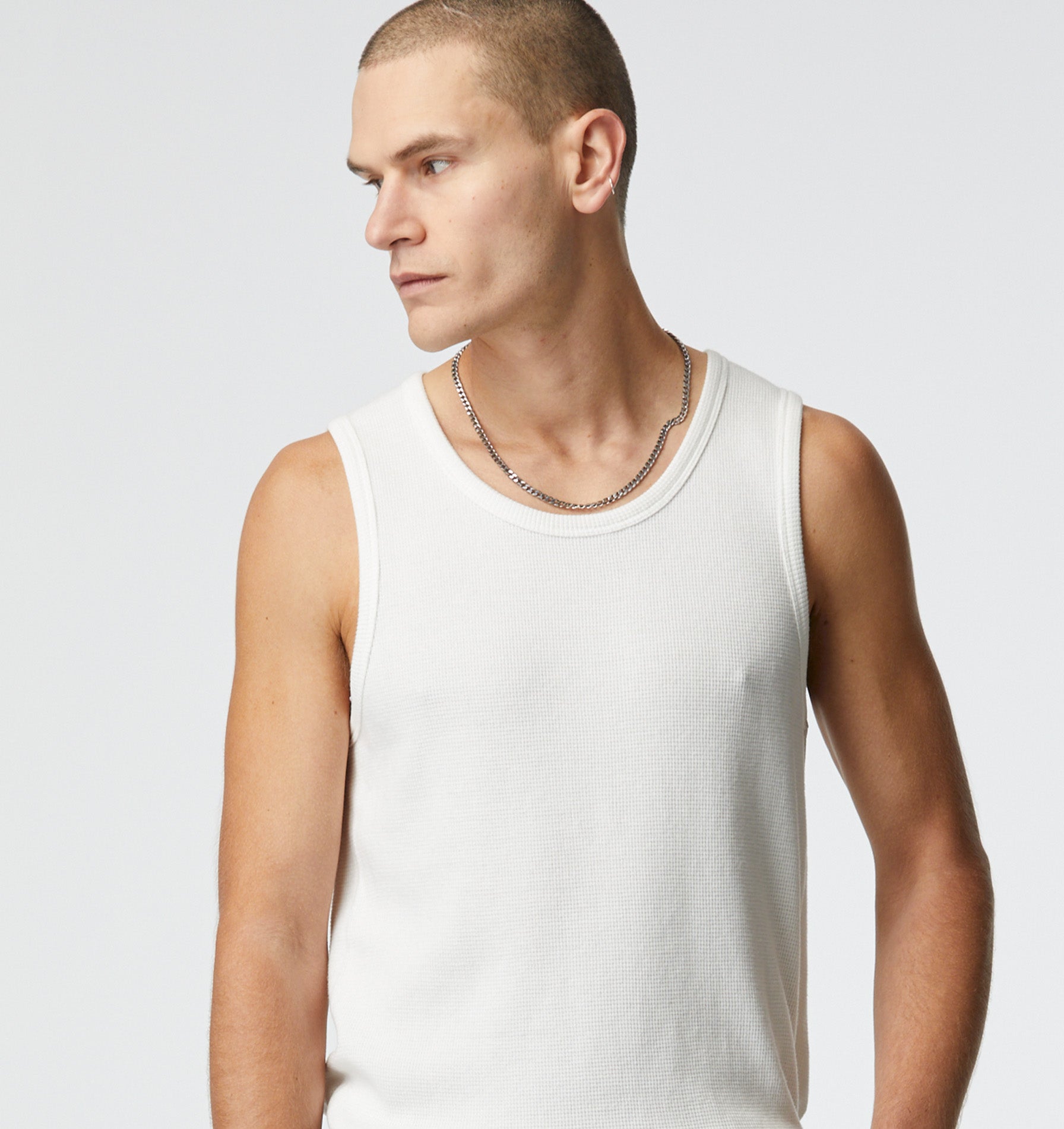 Waffle Tank Top - White