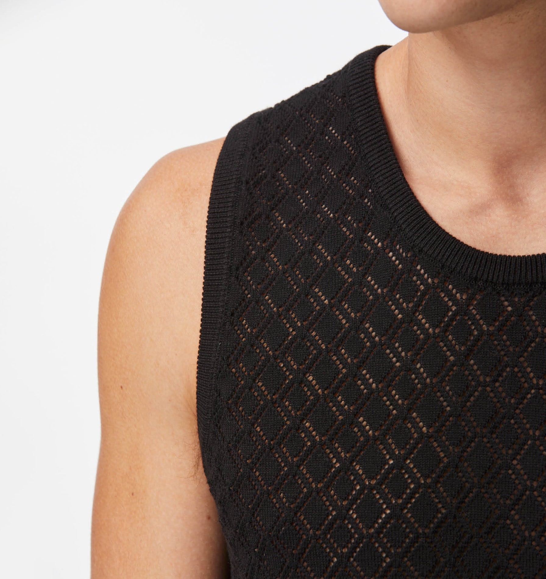 Lace Knit Tank - Black