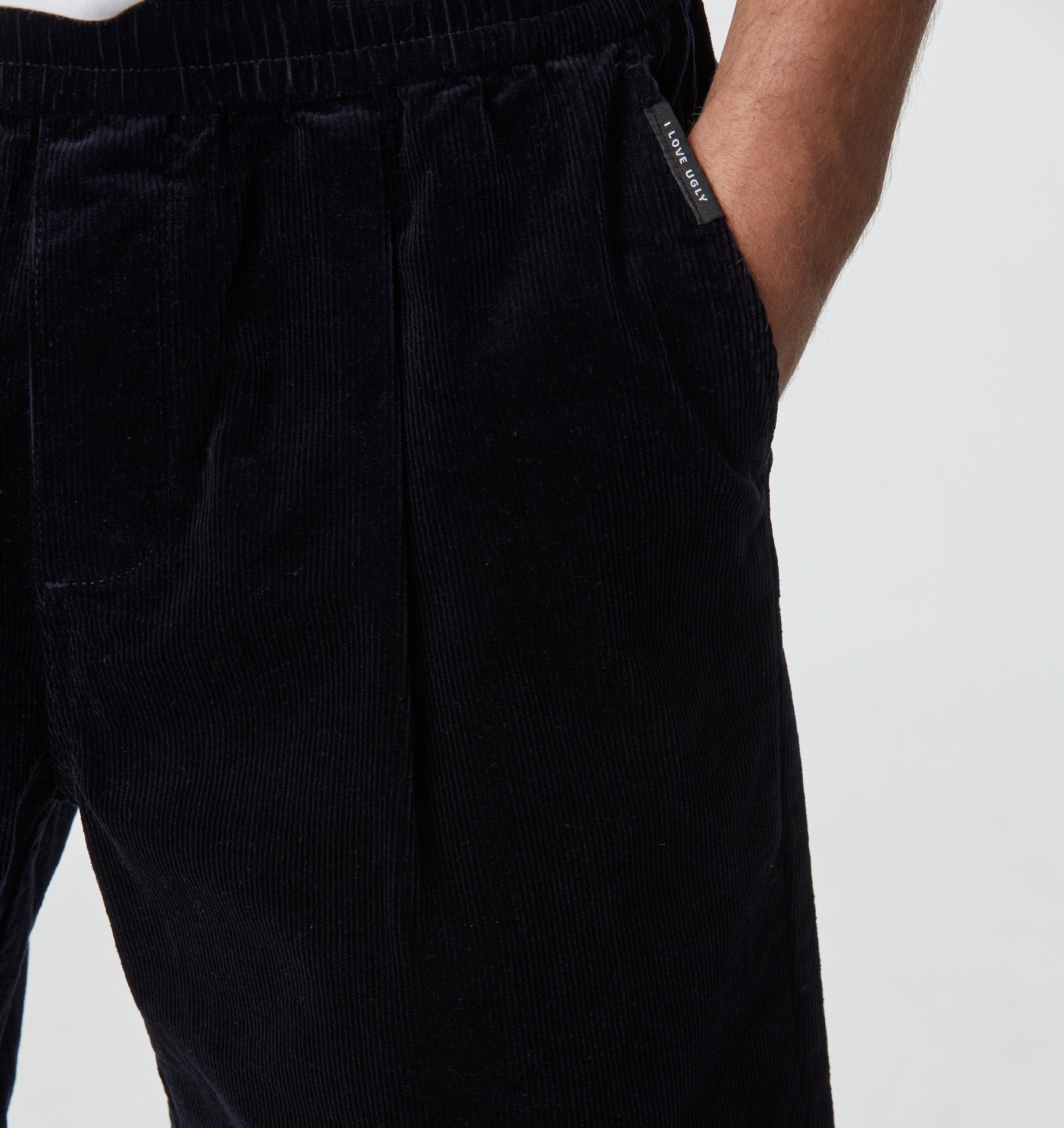 Michael Pleat Cord Short - Navy