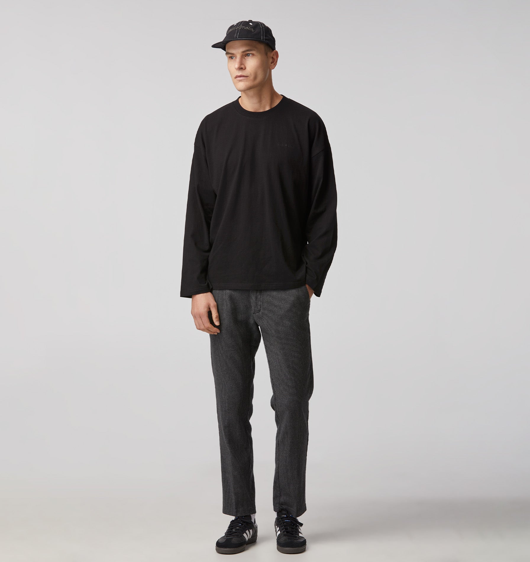 Linen Slim Kobe Pant - Tall -Charcoal Houndstooth