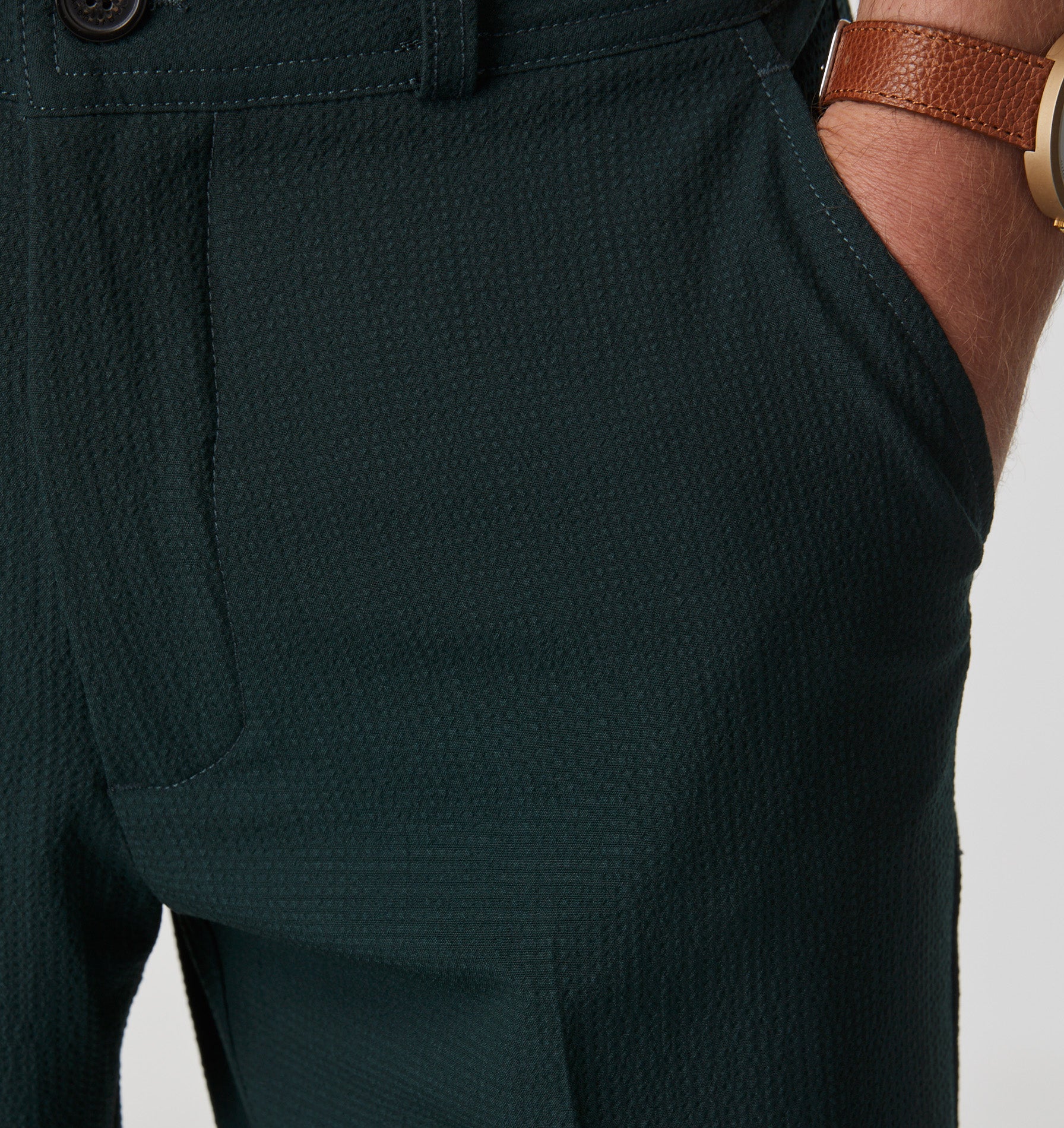 Seersucker Slim Kobe Pant - Regular - Dark Green