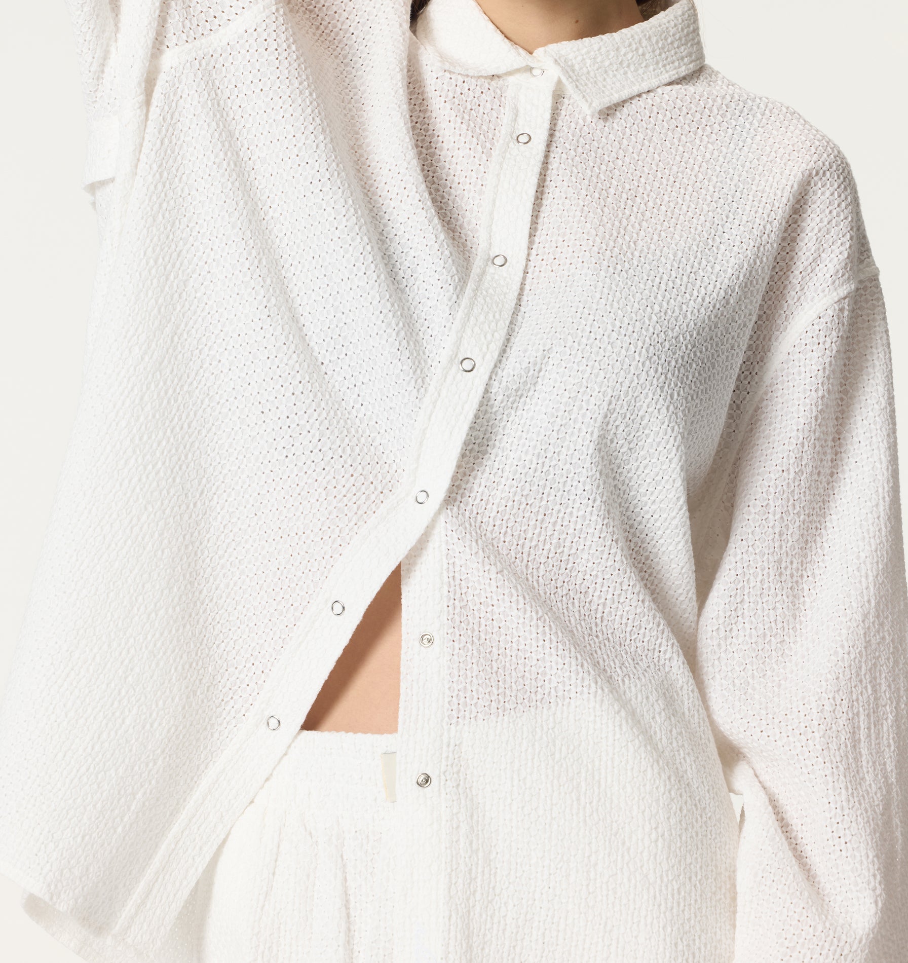 Lace Ridge Oversized Shirt - Cream