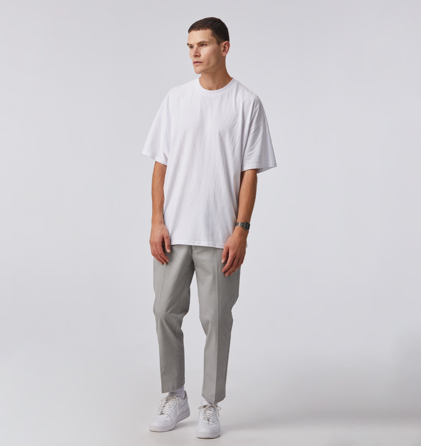 Printed Twill Slim Kobe pant - Regular - White/Black