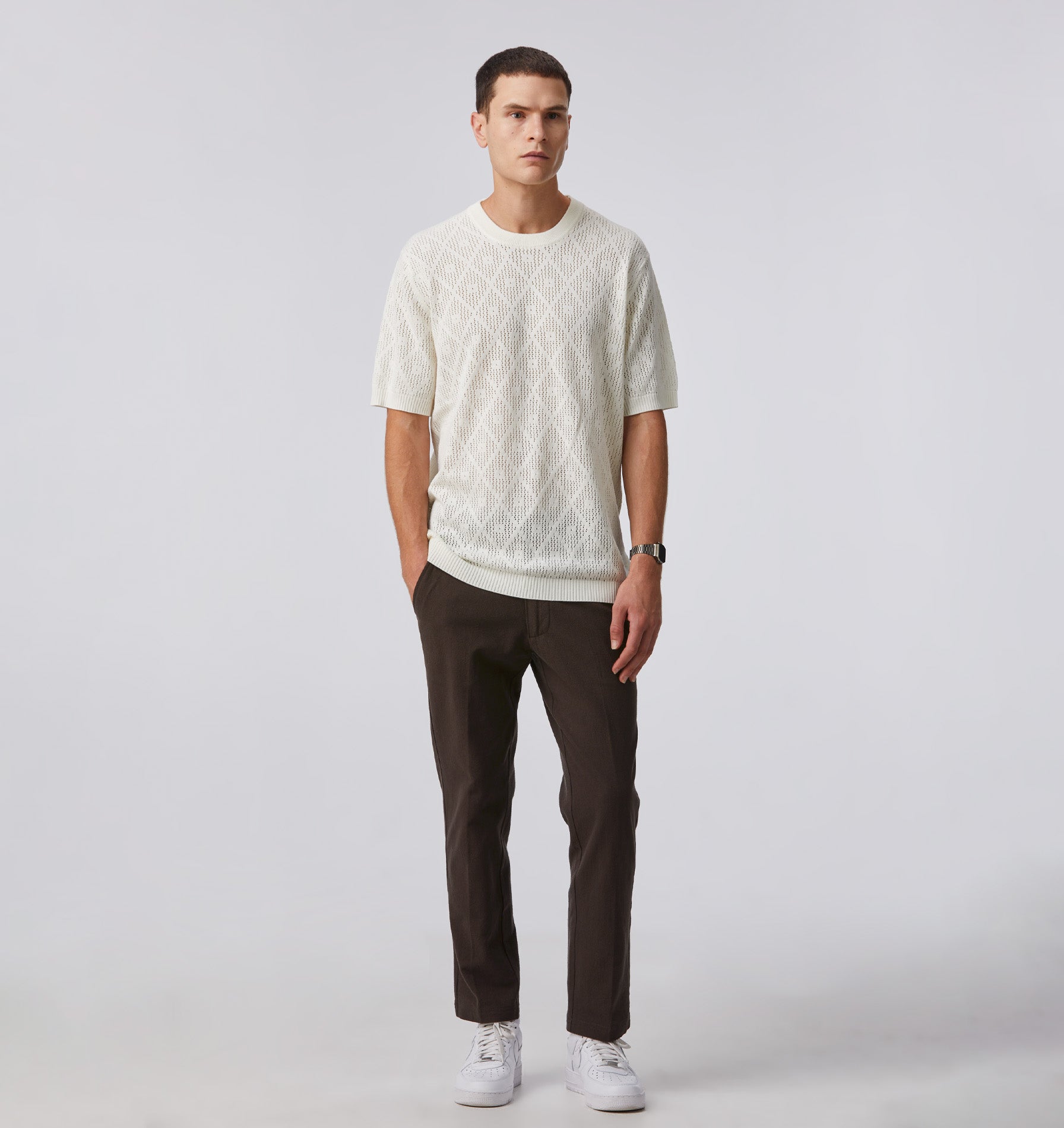 Textured Knit Tee - Off White