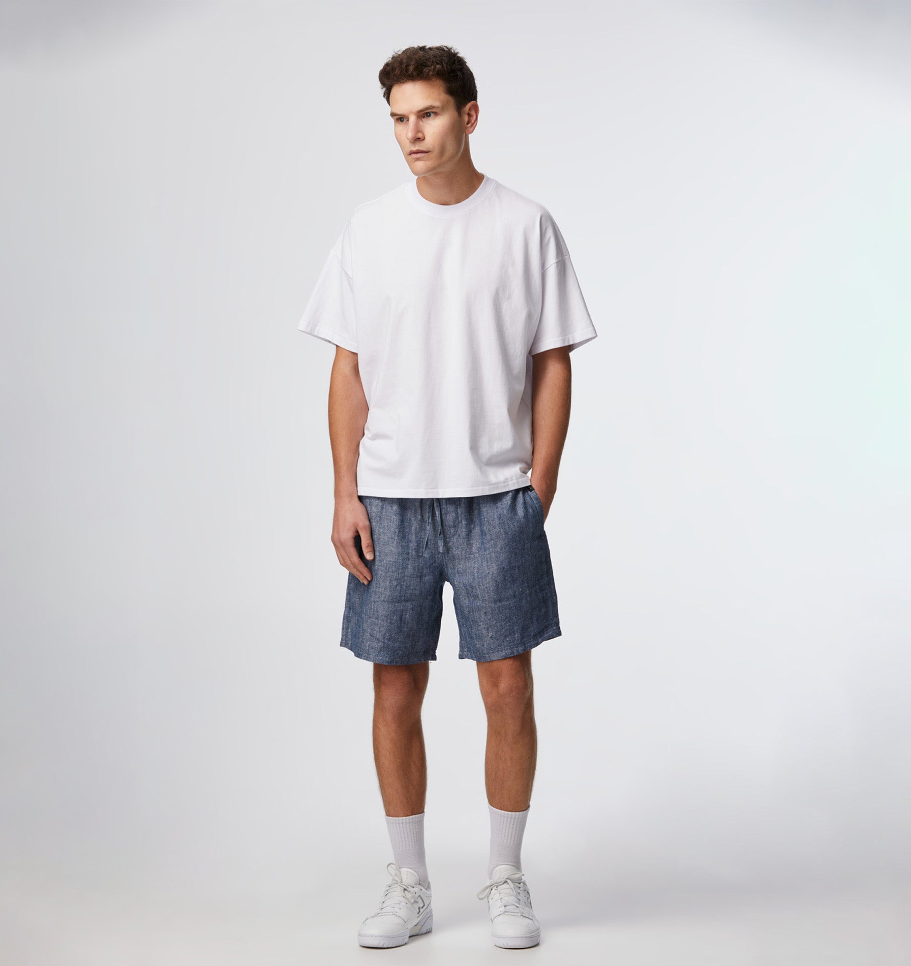 Linen Michael Short - Indigo