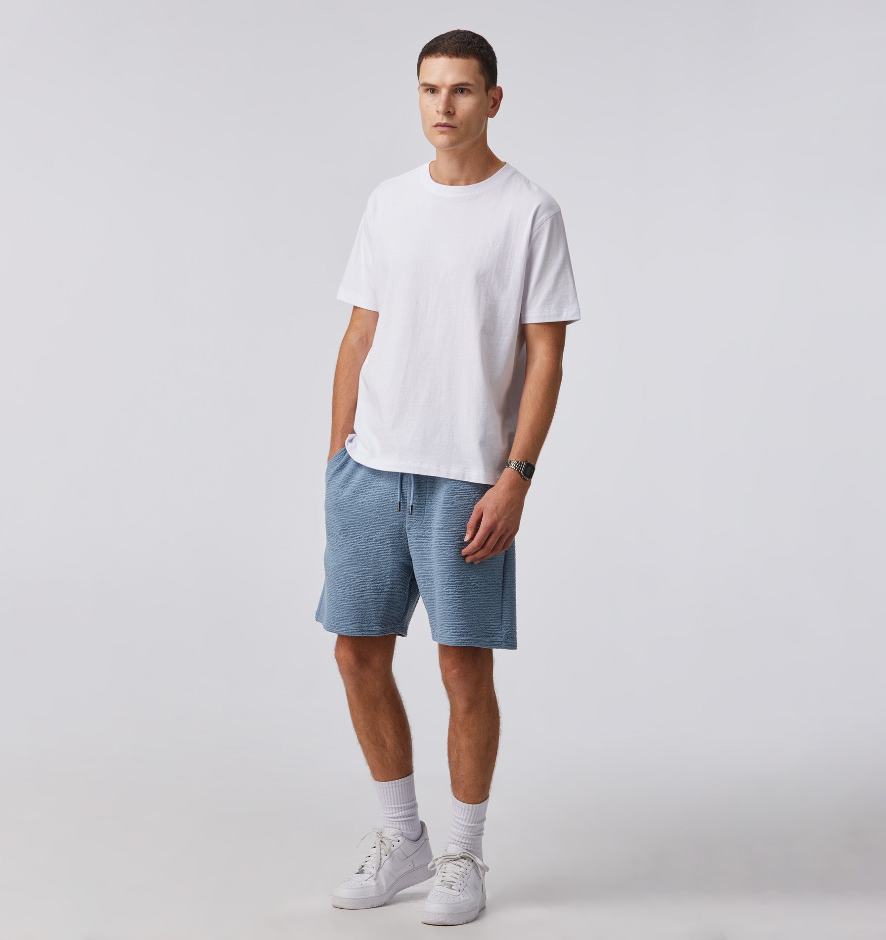 Ridged Trackie Short - Slate Grey