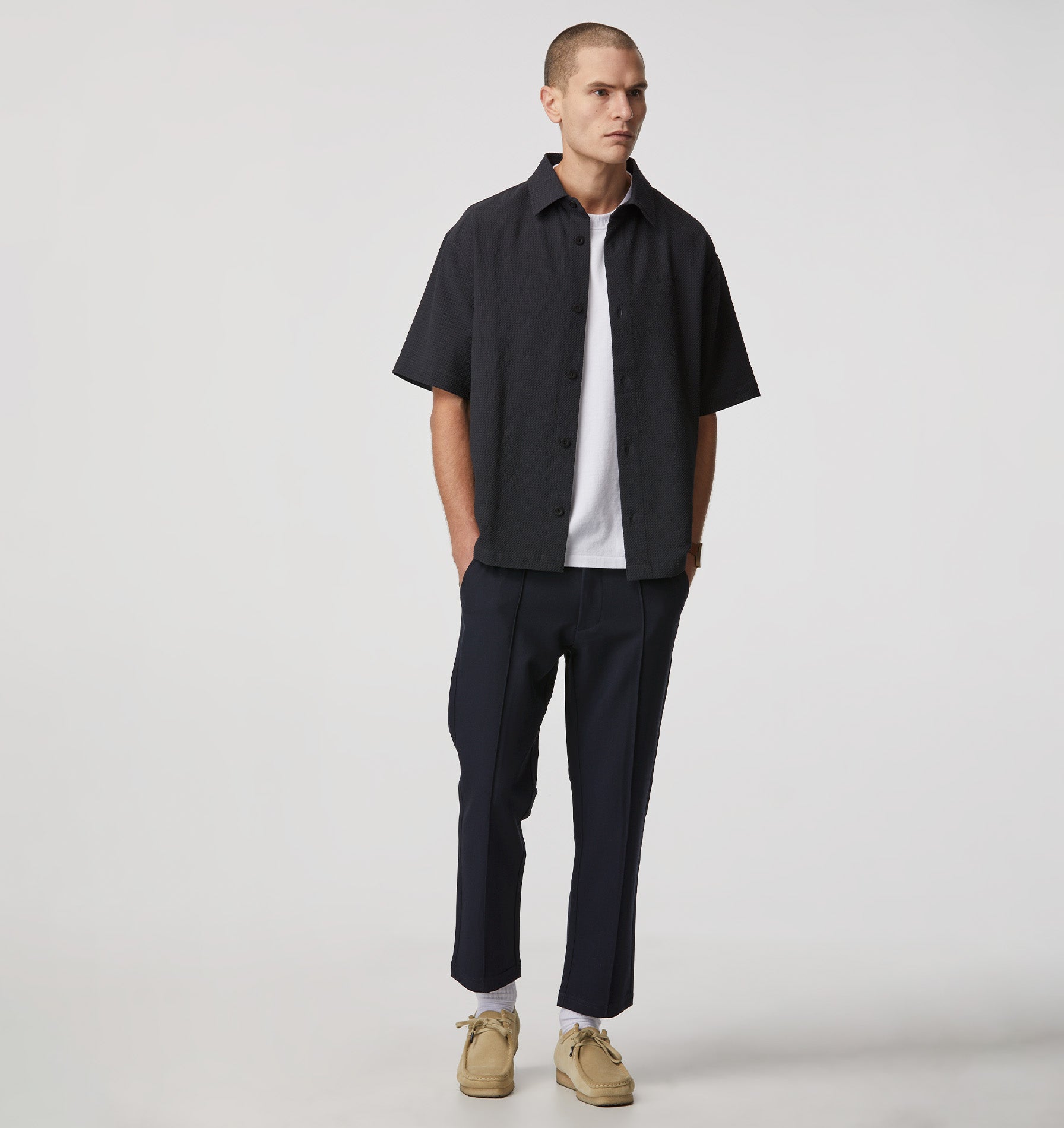 Pintuck Slim Kobe Pant - Navy