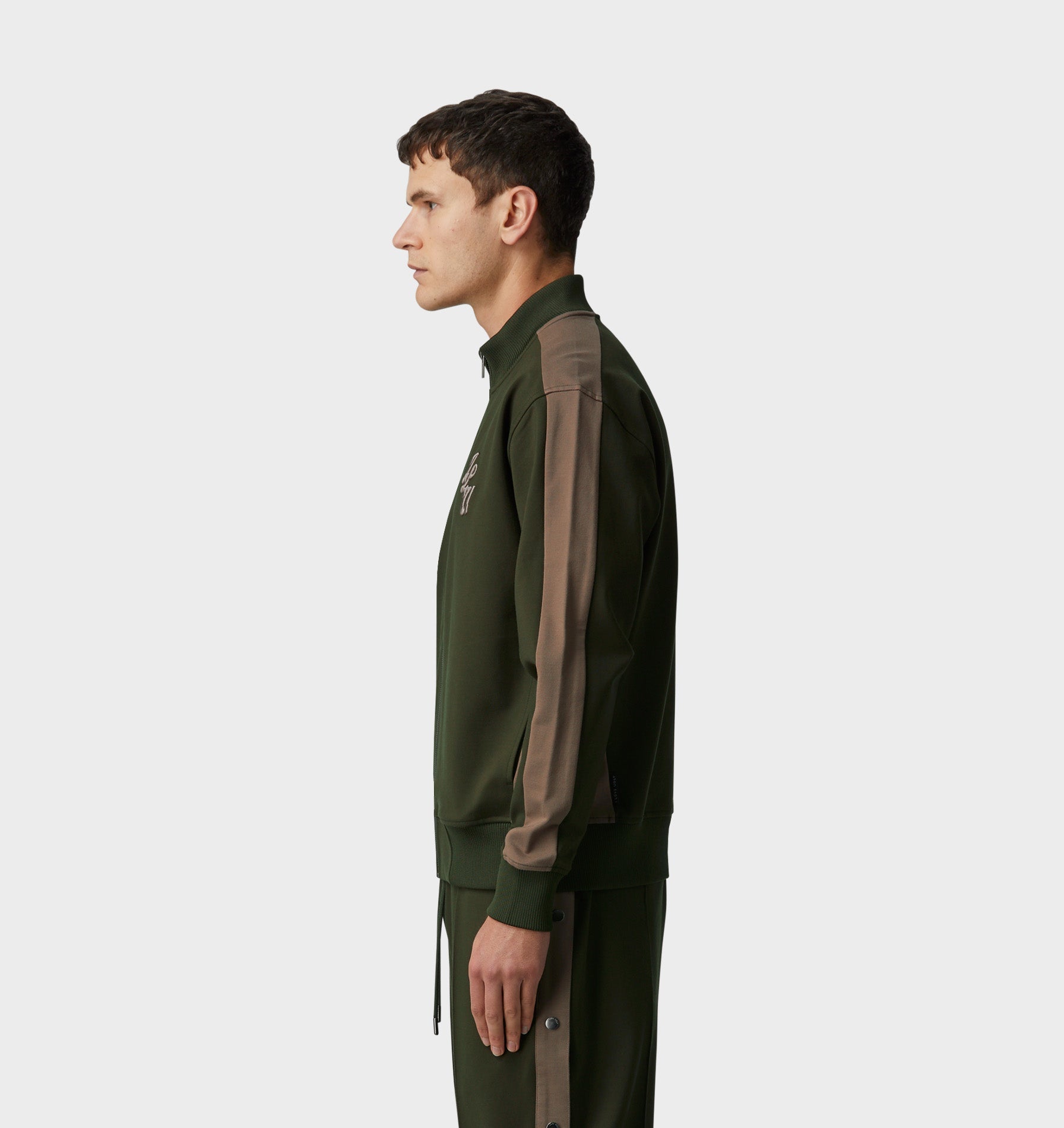 Abel Tracksuit Jacket - Dark Green/Taupe