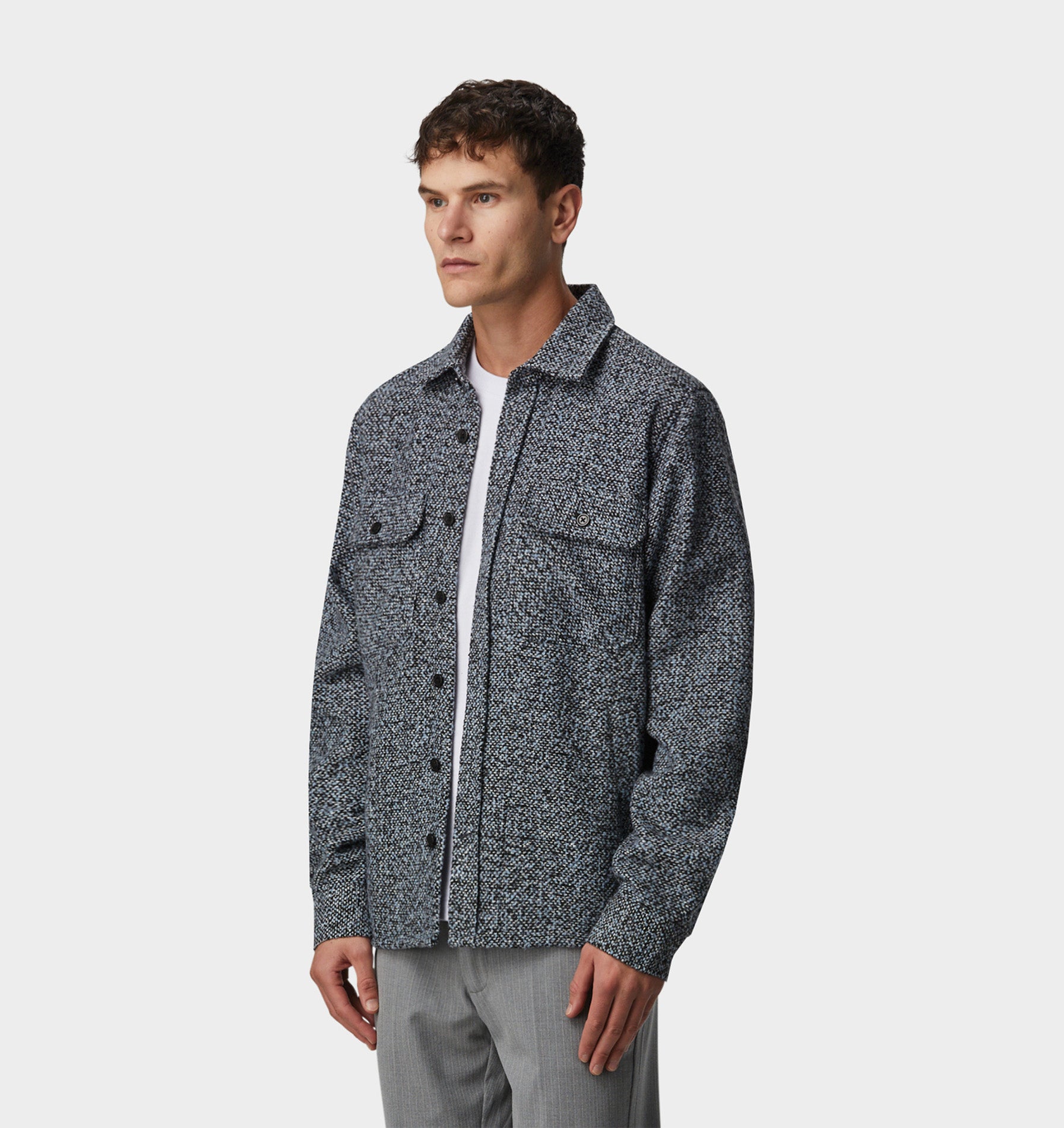 Tweed Overshirt - Blue/Black