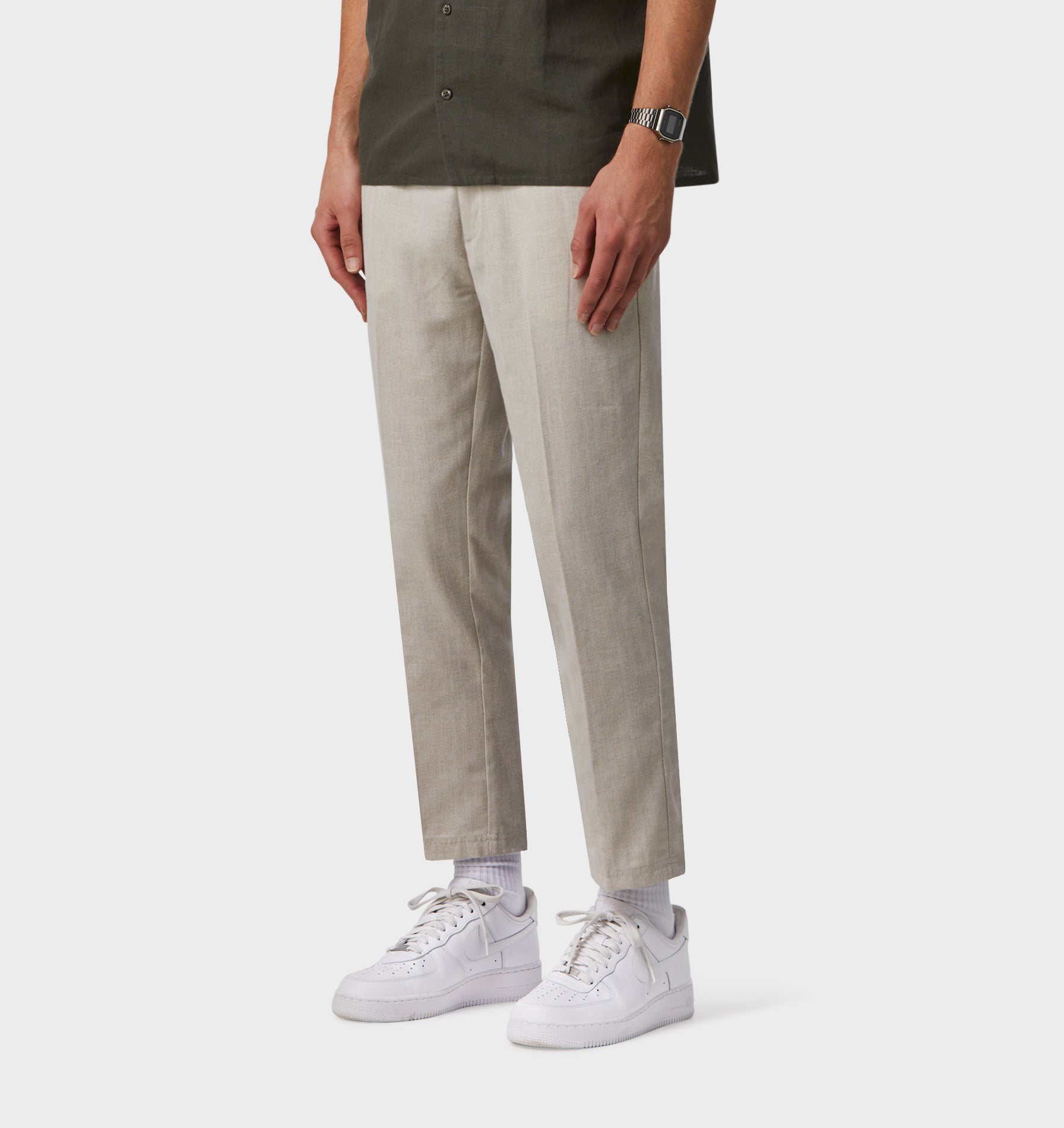 Herringbone Linen Slim Kobe Pant - Regular - Bone