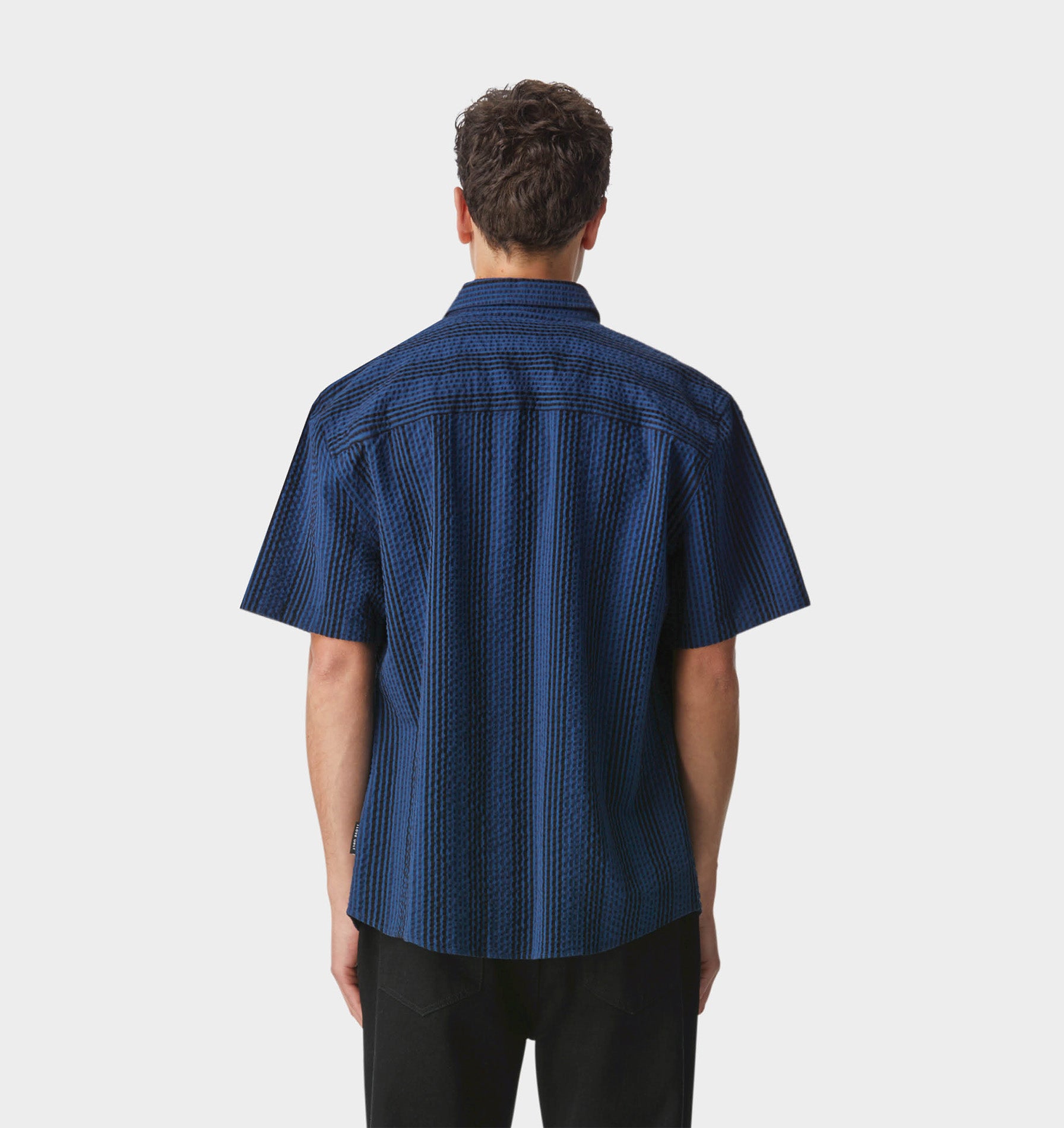 Striped Jonty SS Shirt - Navy Seersucker