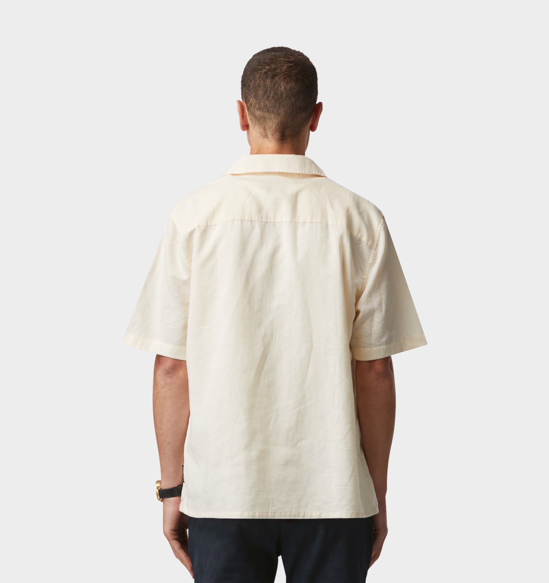 Linen Cuban Collar SS Shirt - Off White