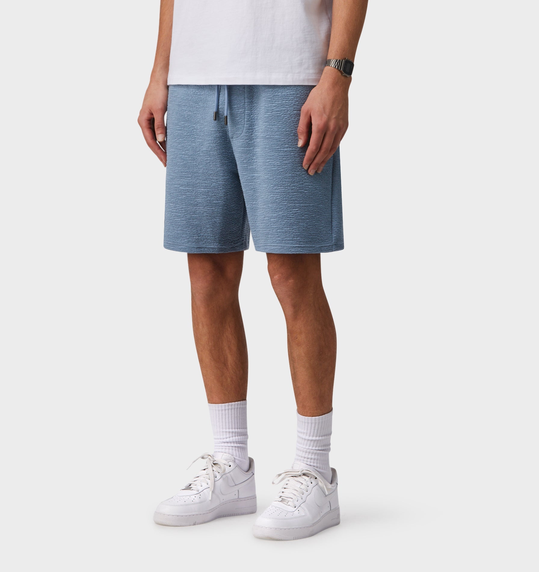 Ridged Trackie Short - Slate Grey