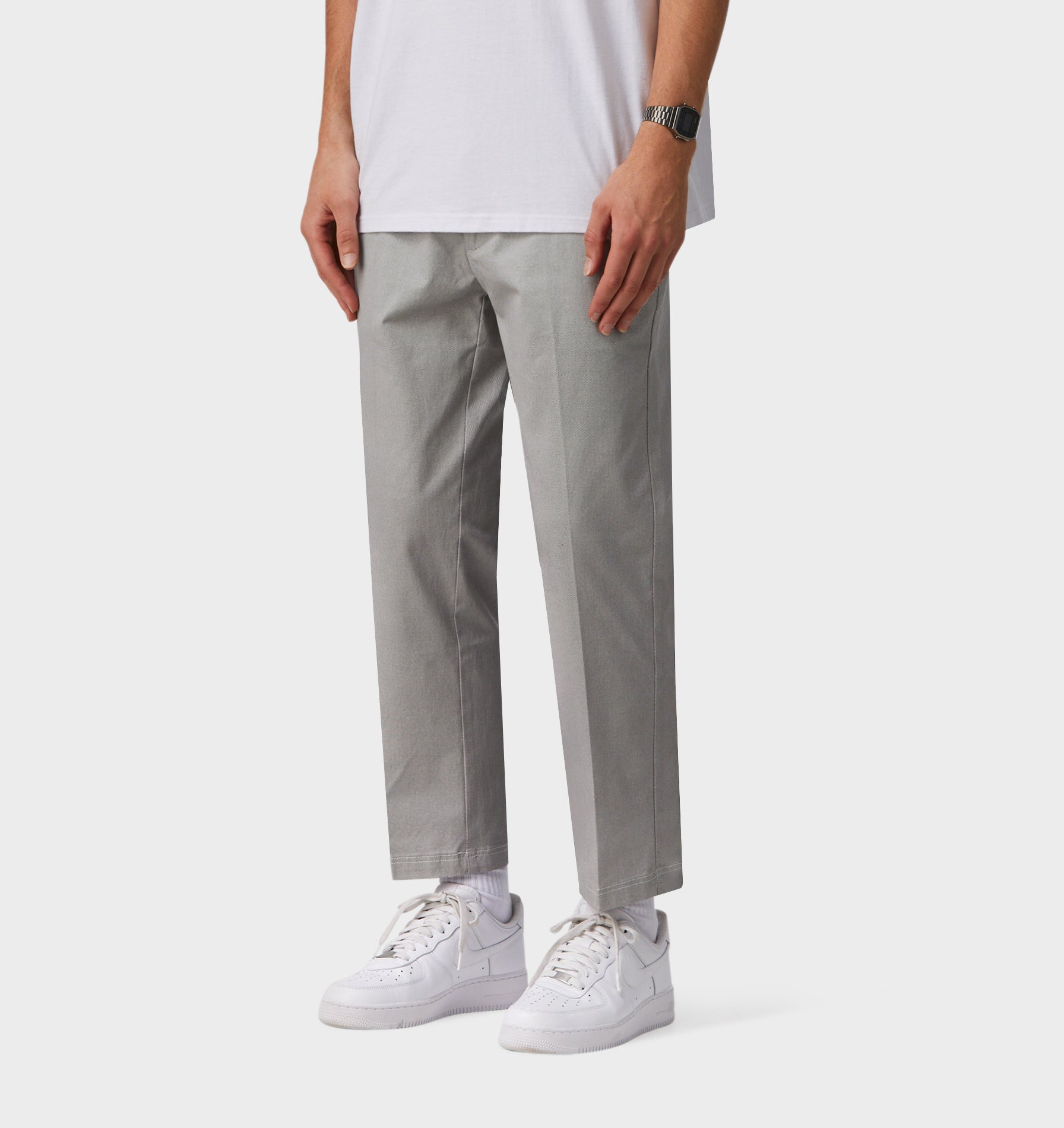 Printed Twill Slim Kobe pant - Regular - White/Black