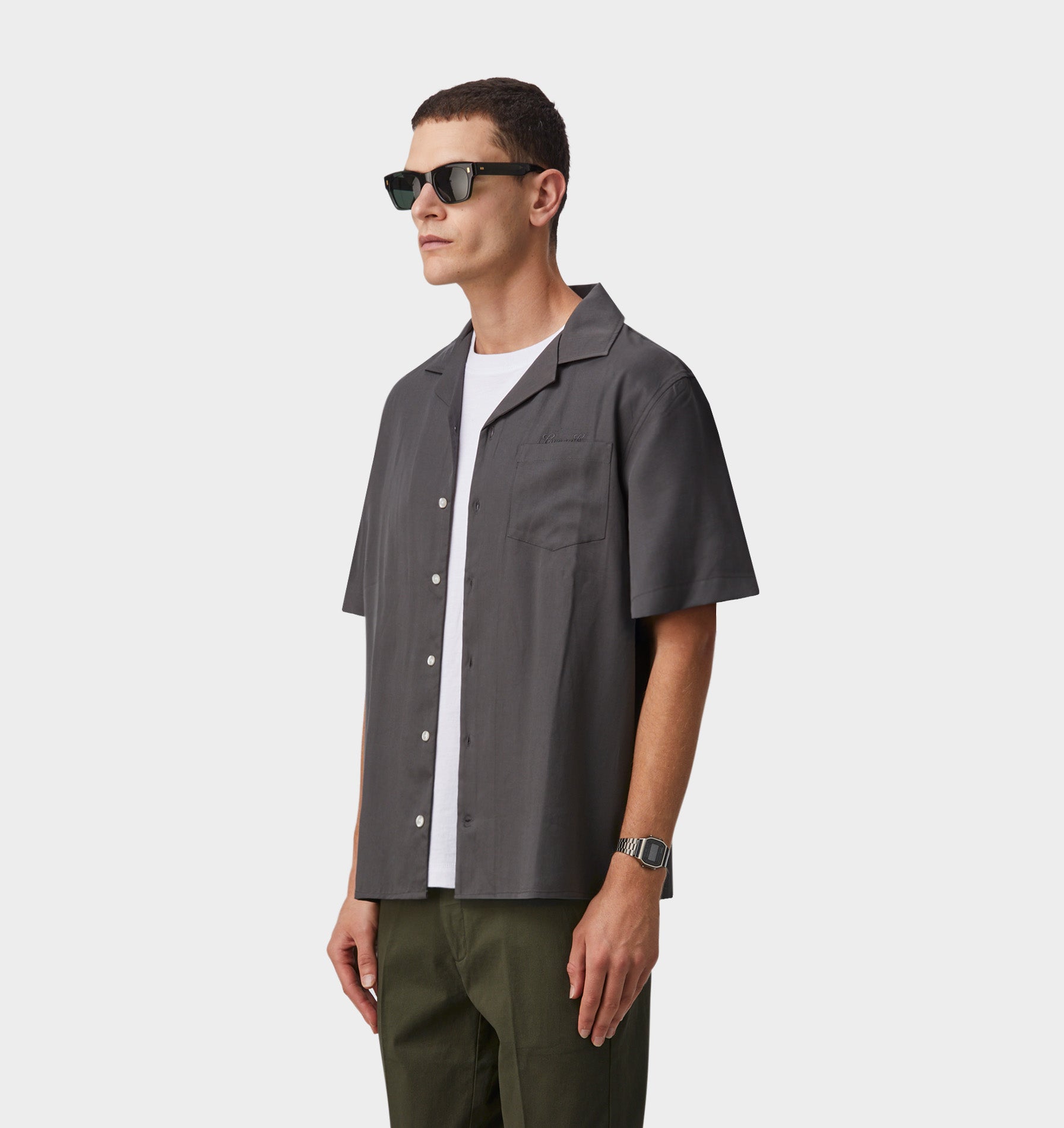 Austin Cuban Collar Shirt - Charcoal