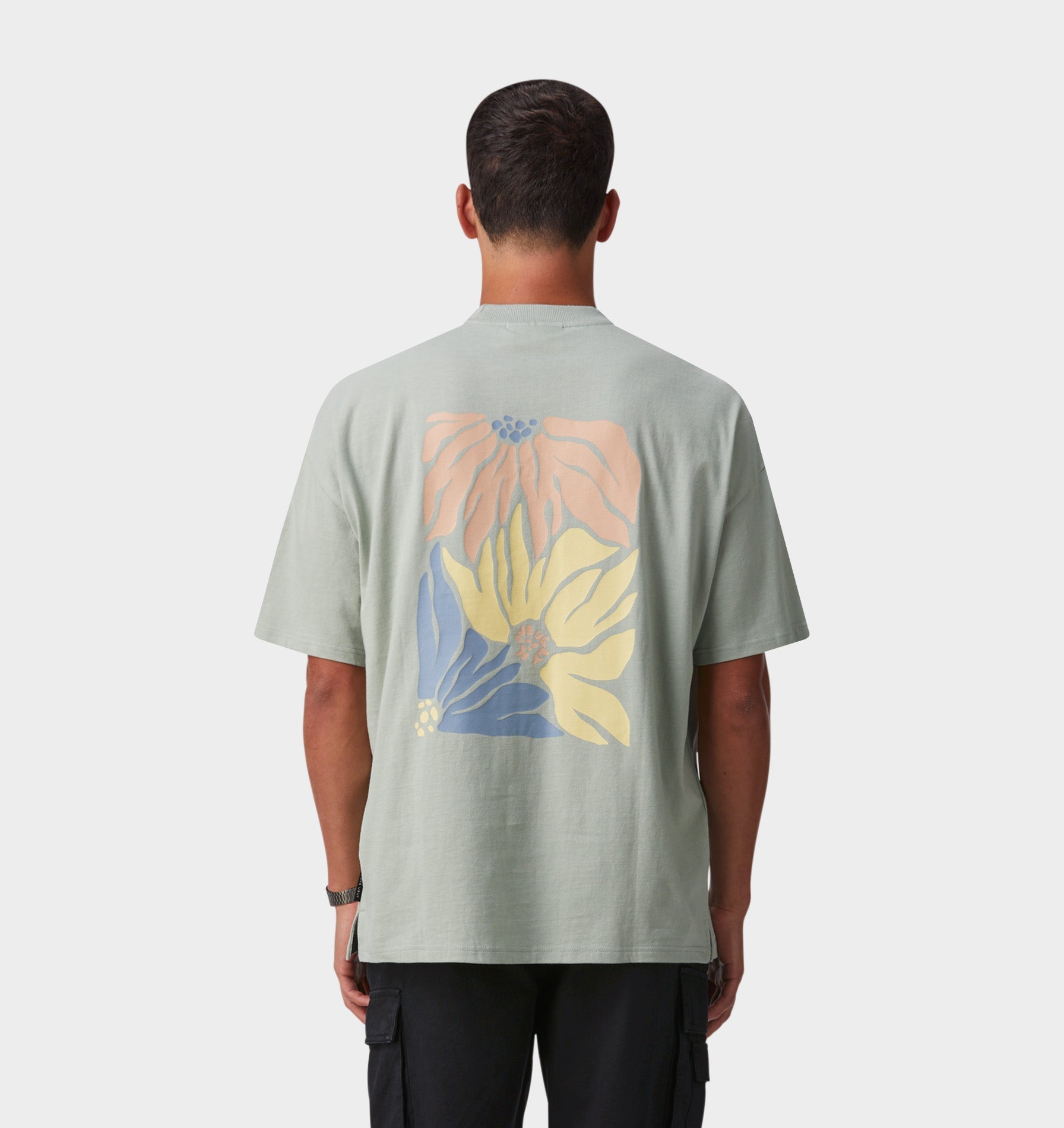 Abstract Bloom Box Tee - Sea Foam