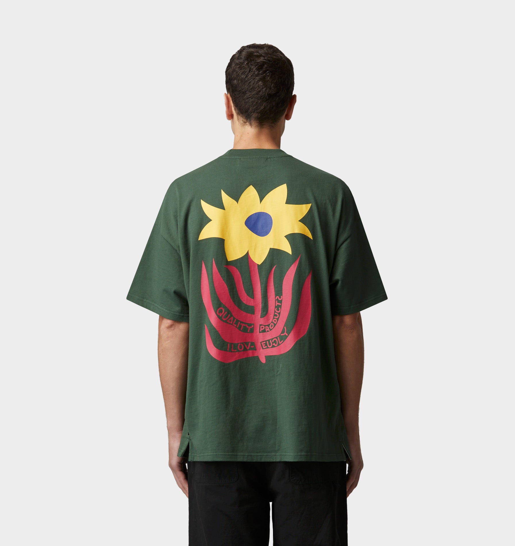 Abstract Floral Box Tee - Forest Green