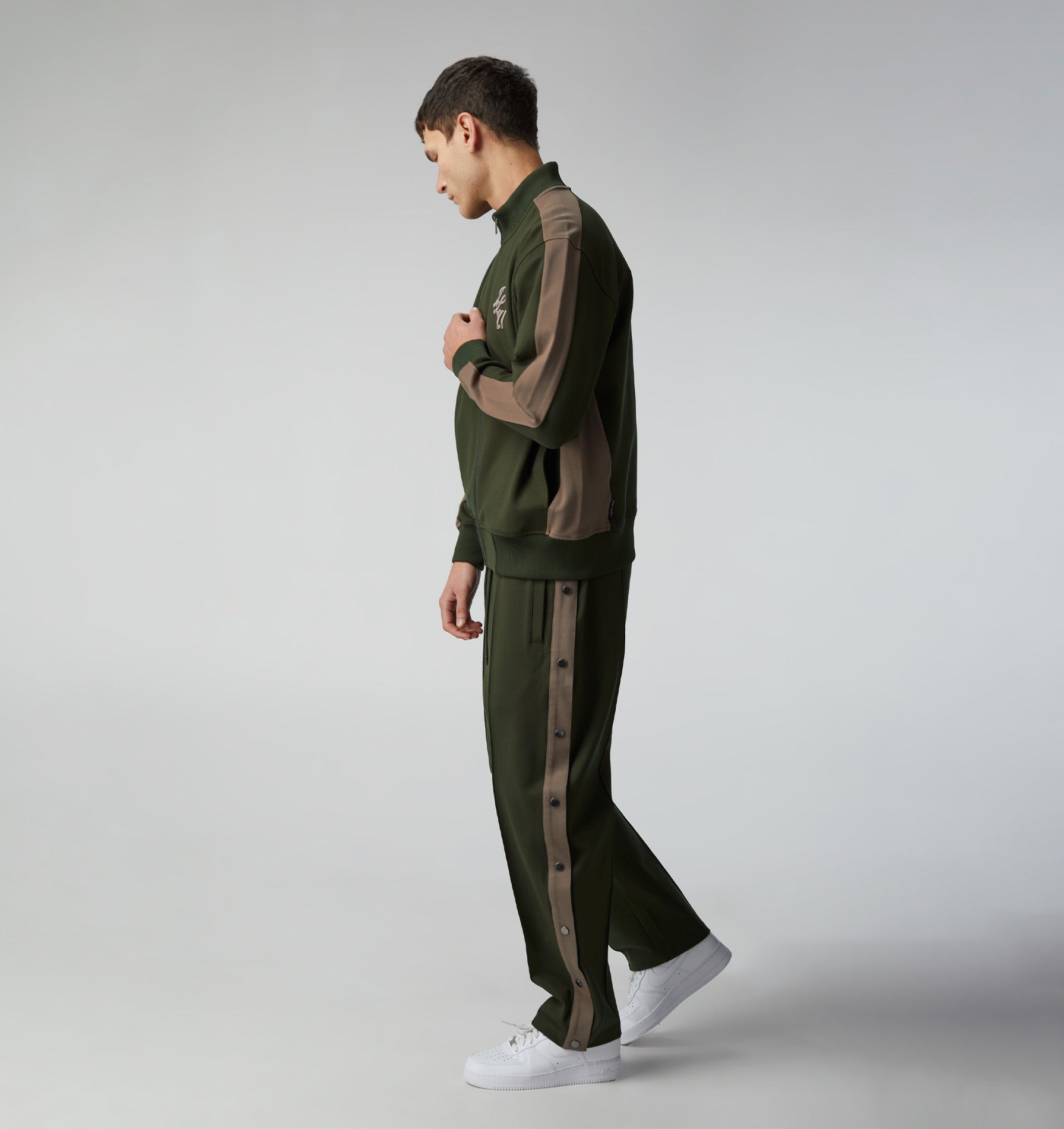 Abel Tracksuit Jacket - Dark Green/Taupe