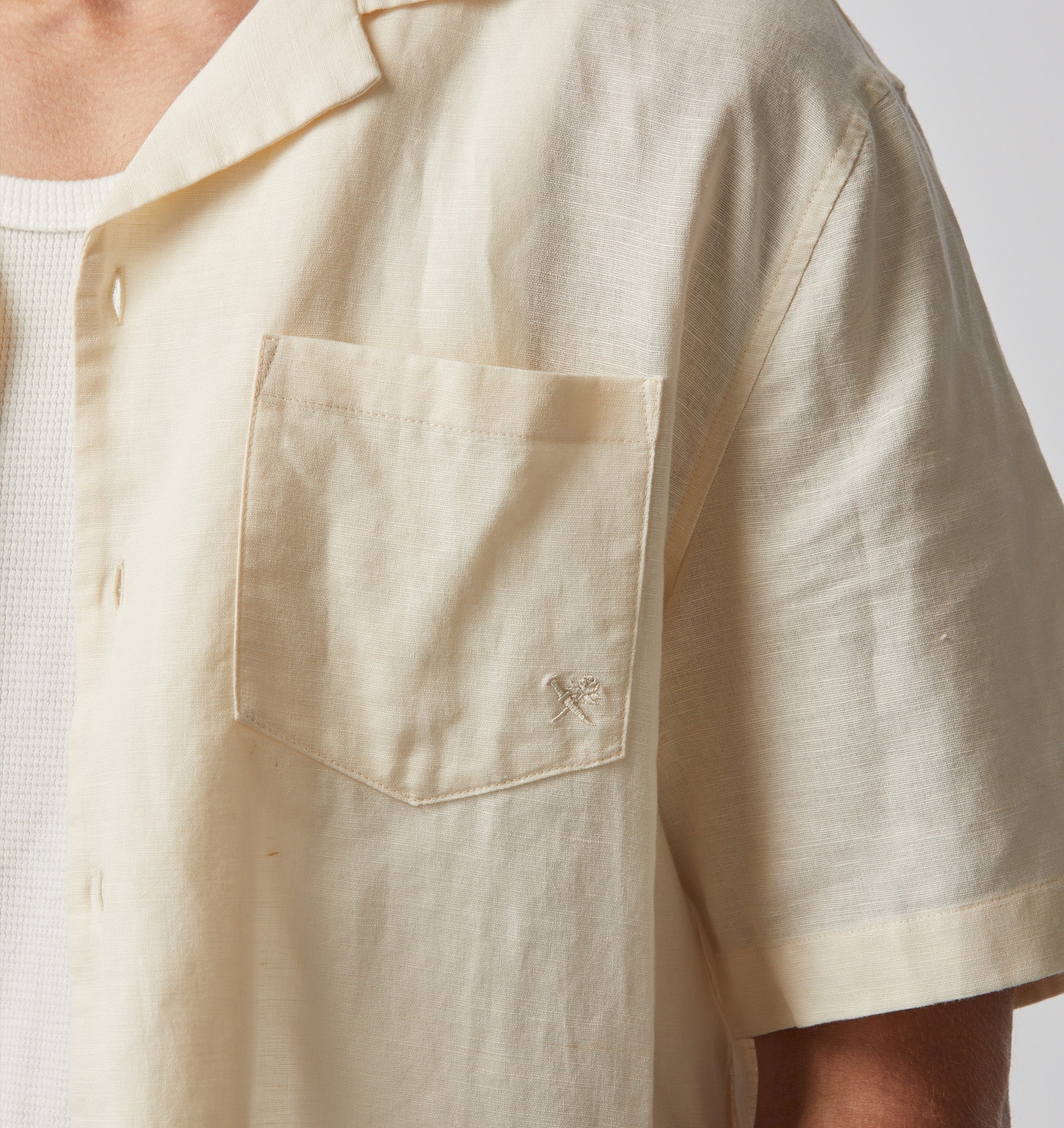 Linen Cuban Collar SS Shirt - Off White