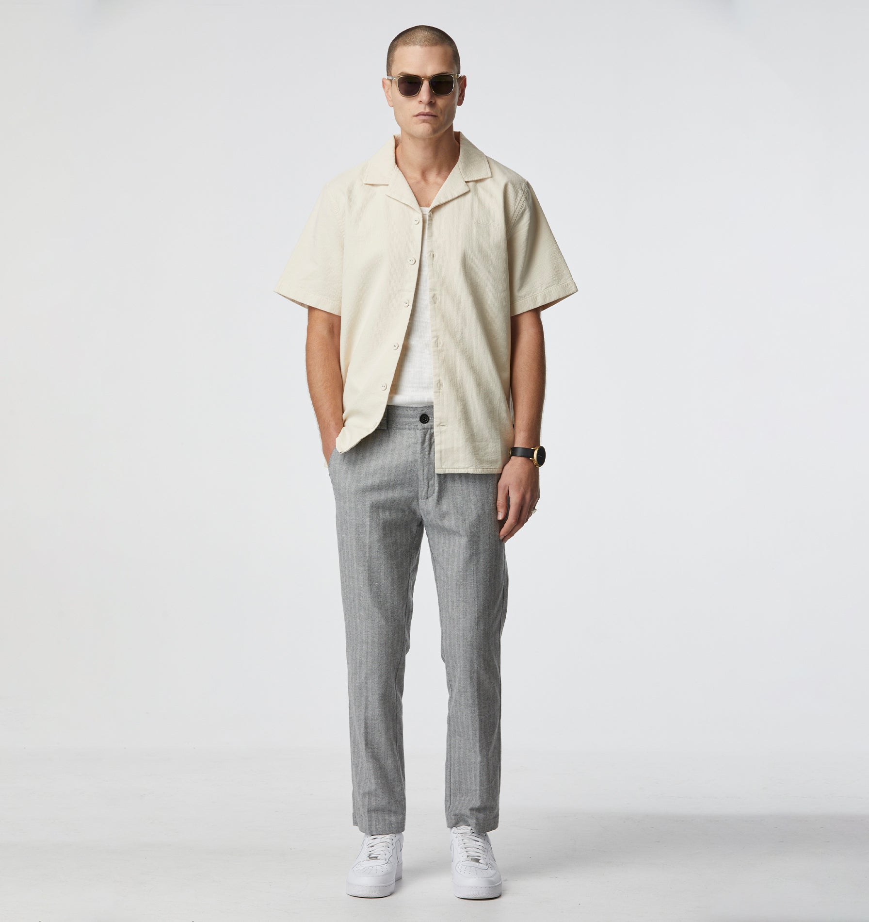 Slim Kobe Pant - Regular - Grey Herringbone