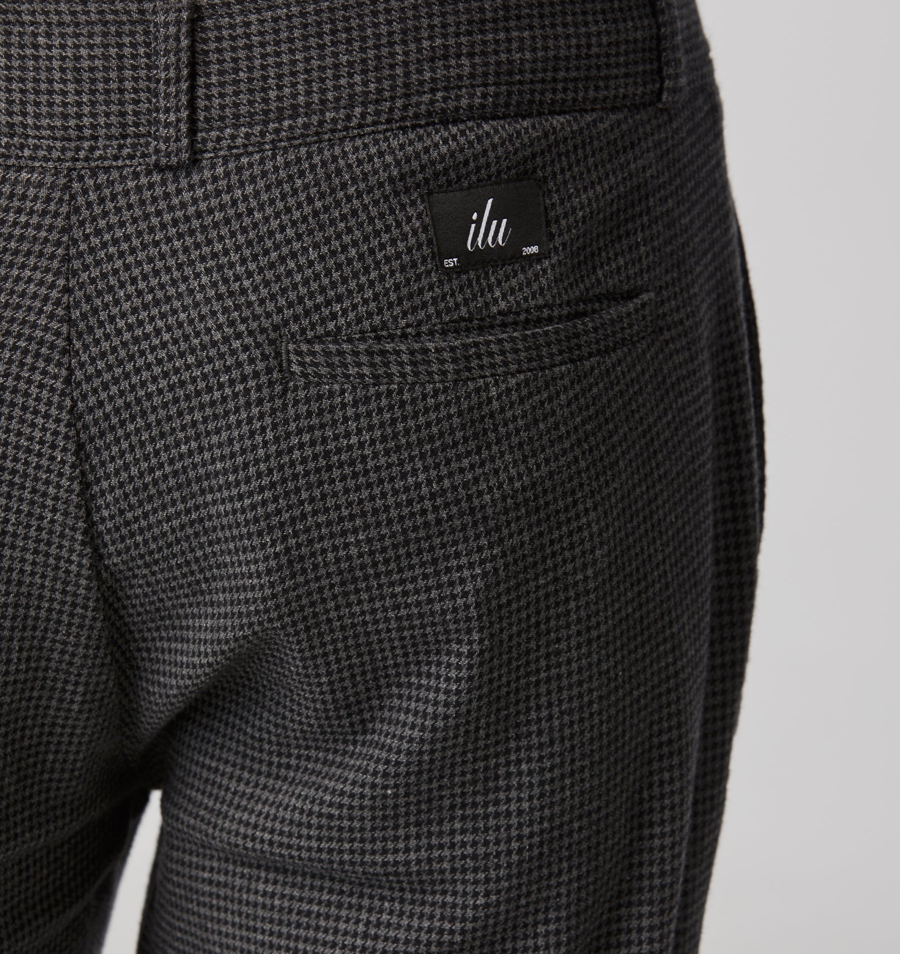 Linen Slim Kobe Pant - Tall -Charcoal Houndstooth