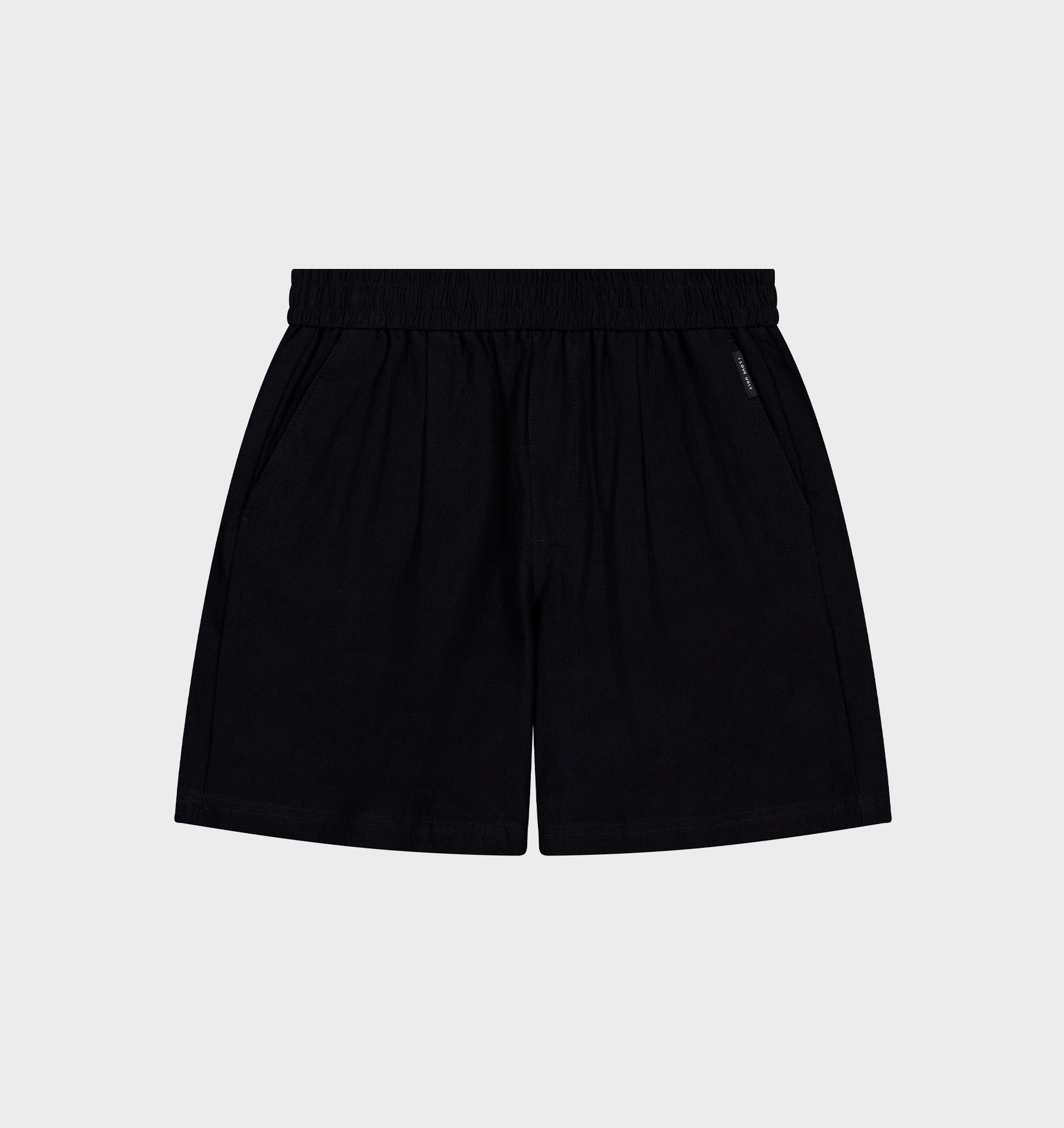 Linen Michael Pleat Short - Black