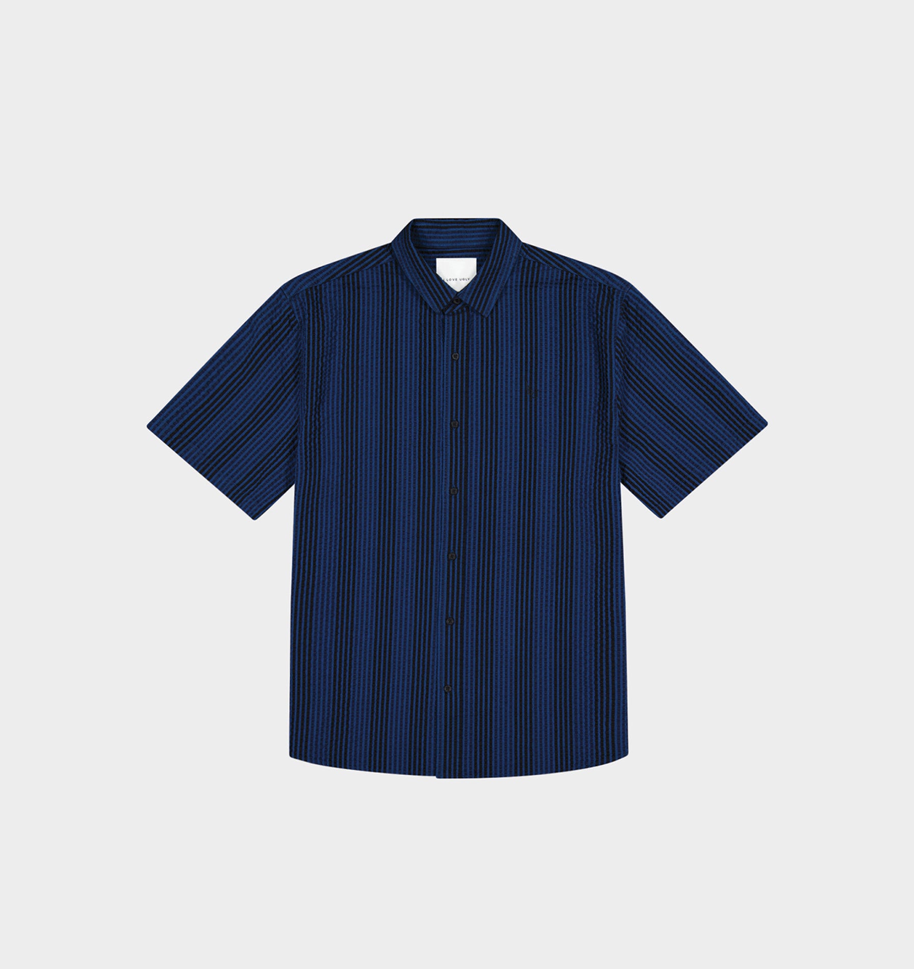 Striped Jonty SS Shirt - Navy Seersucker