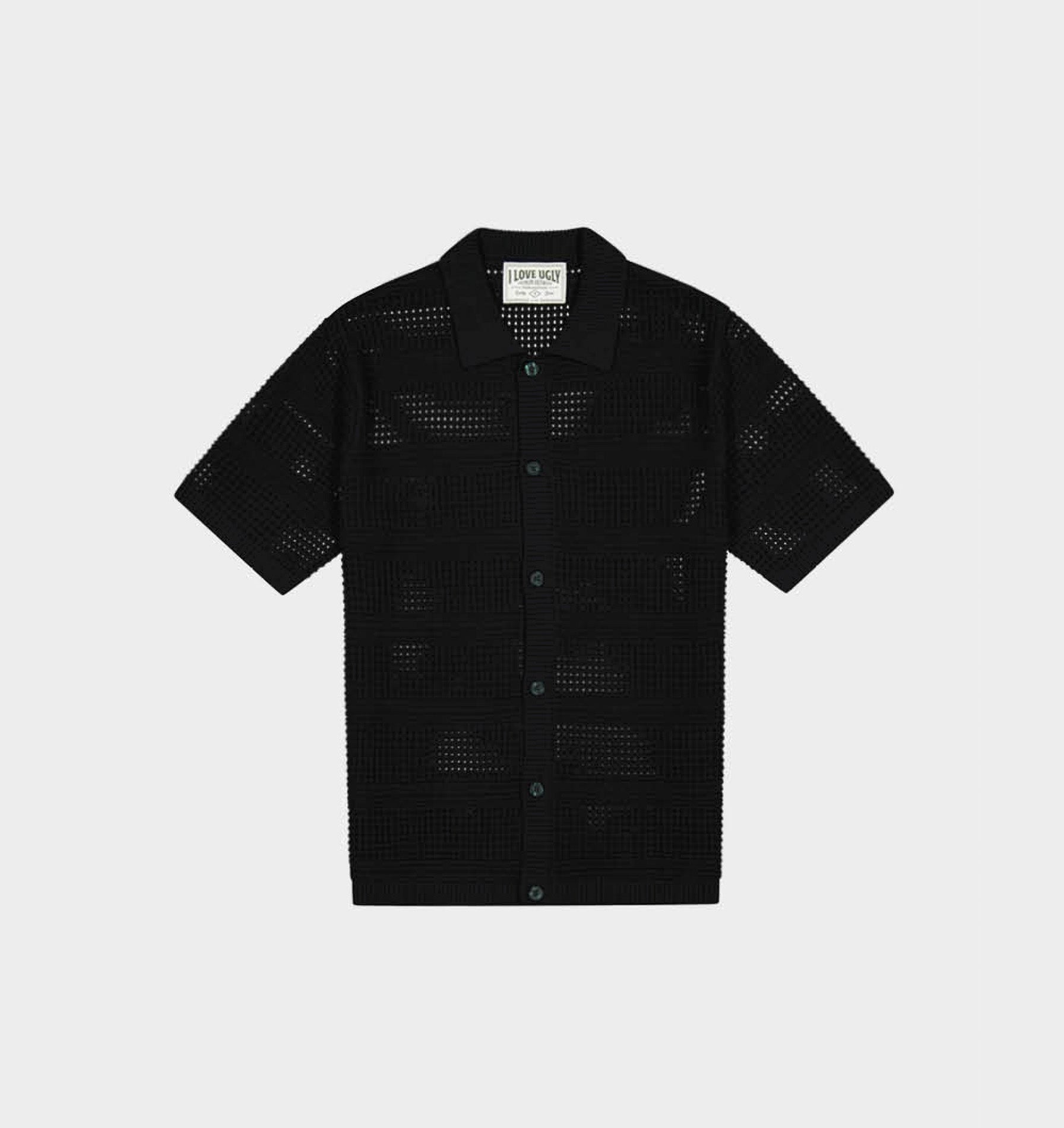 Textured Knit SS Shirt - Black