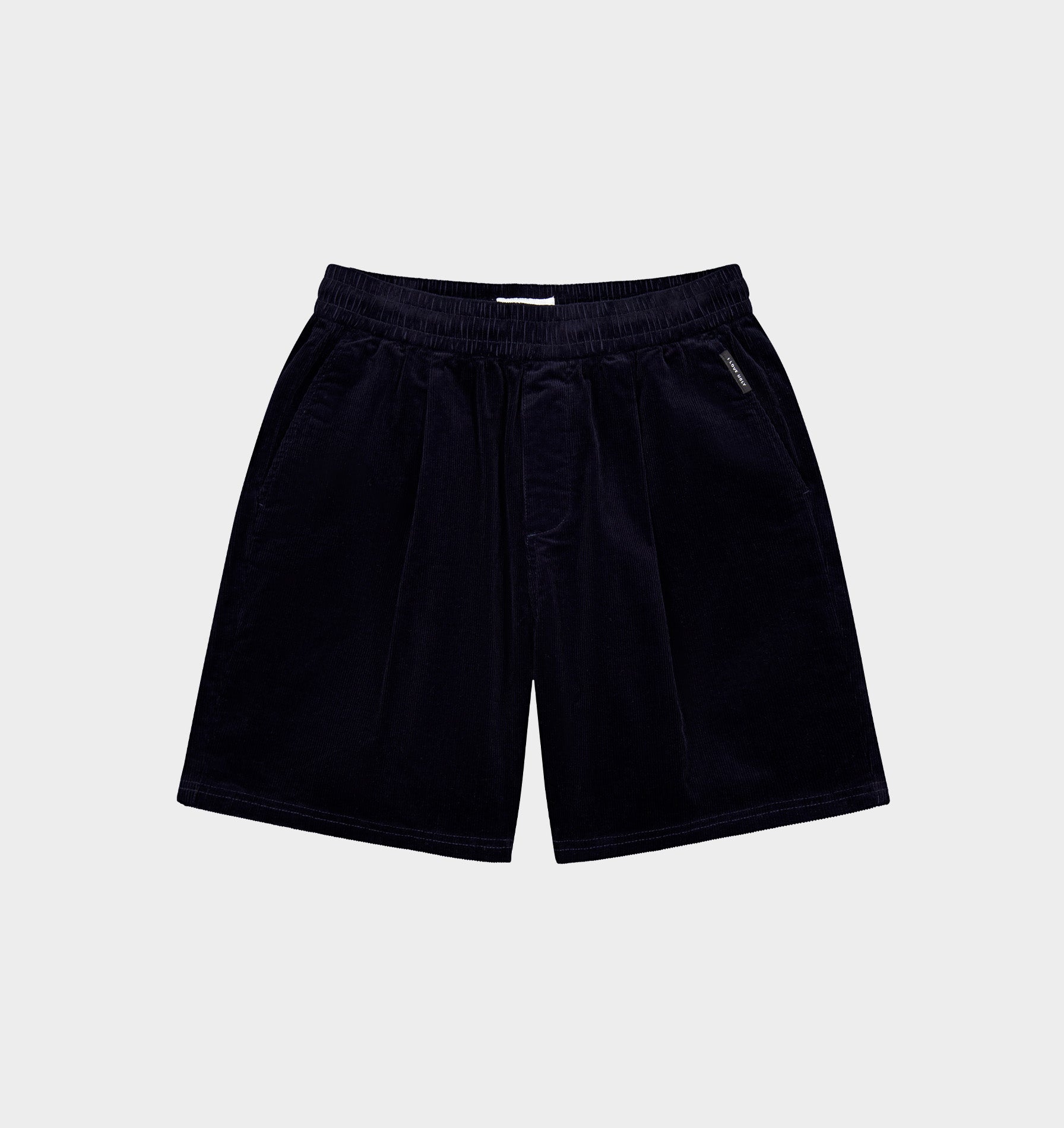 Michael Pleat Cord Short - Navy