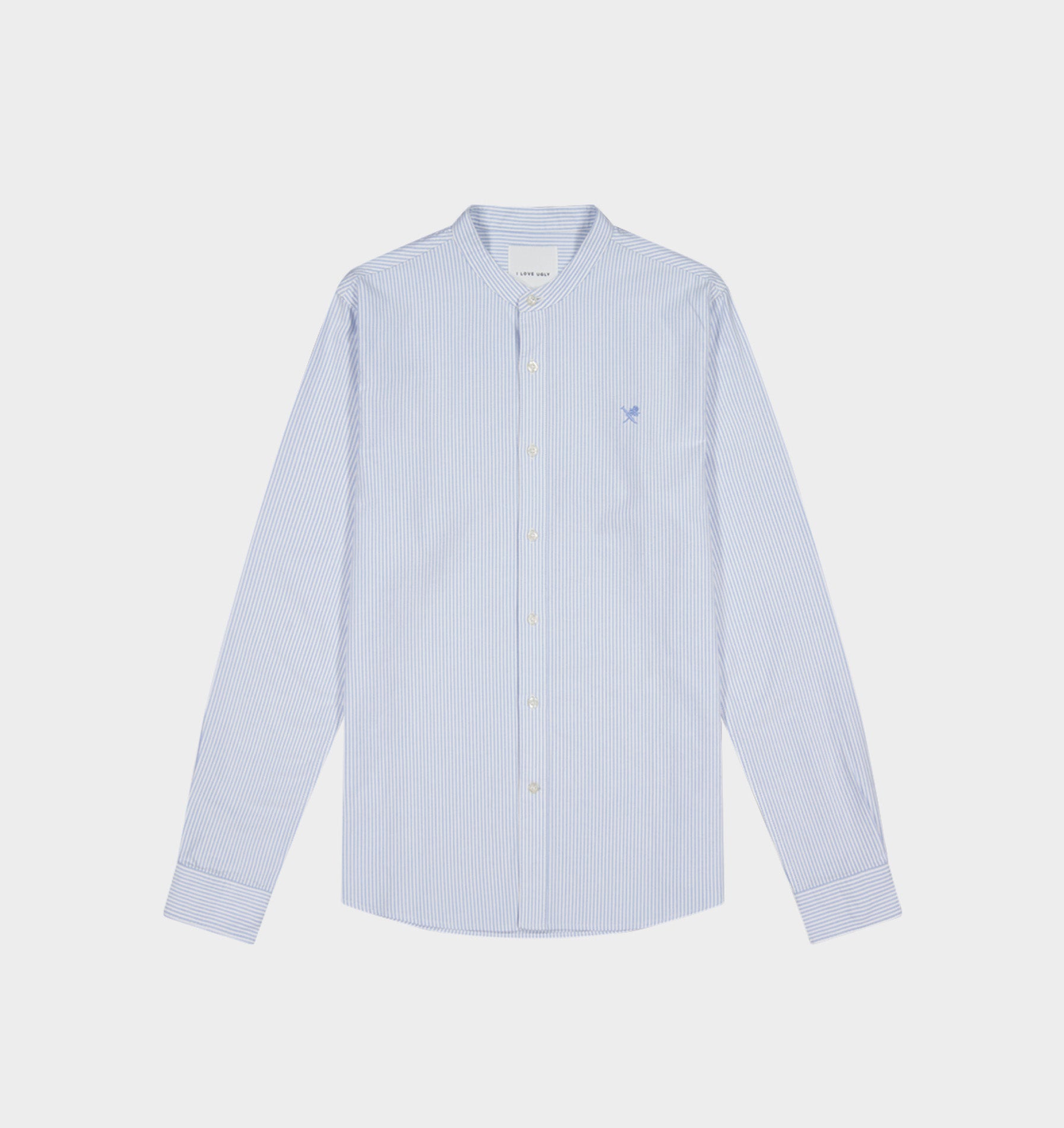 Mandarin Collar Shirt - Blue/White Stripe