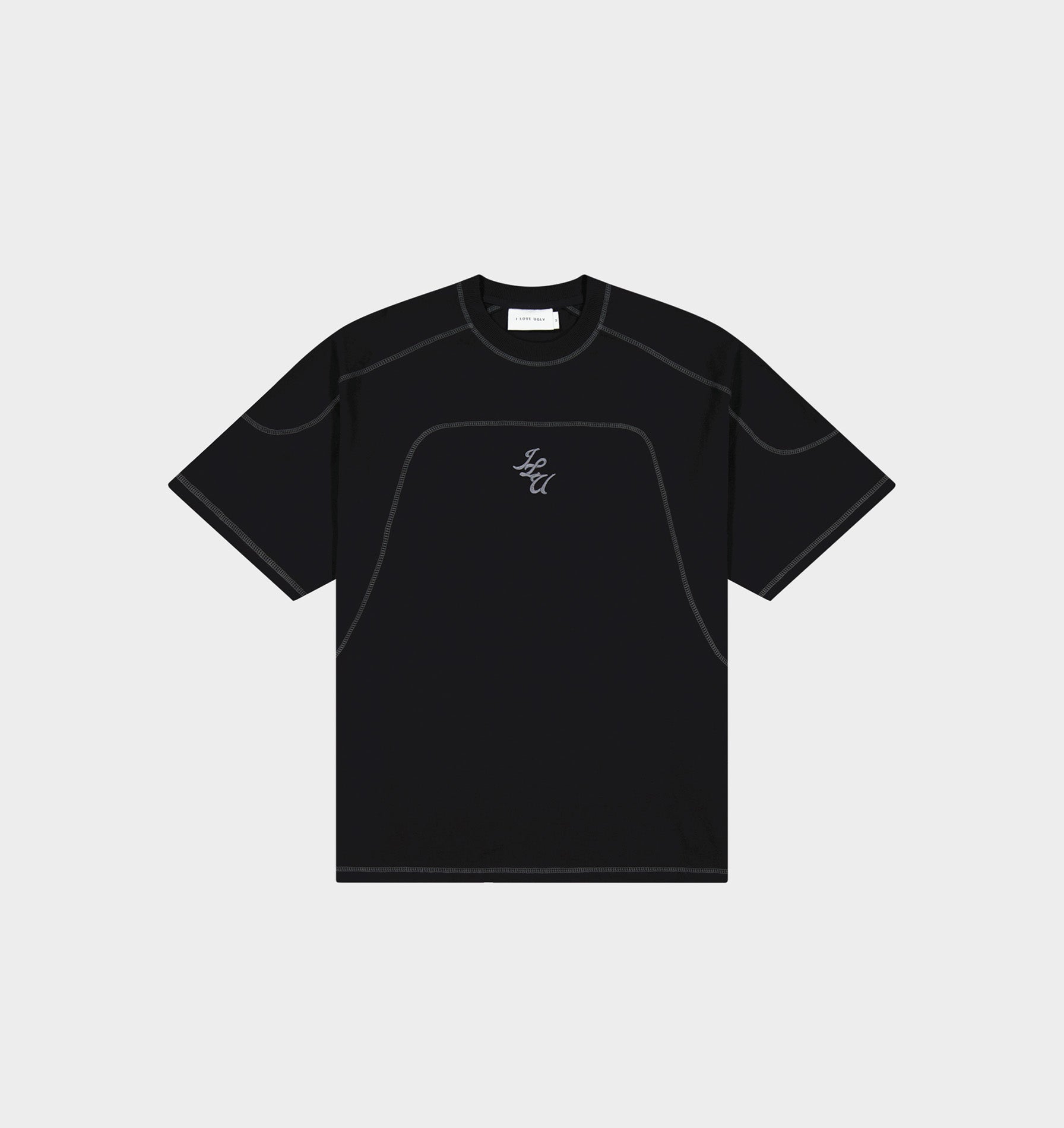 Contrast Stitch Box Tee - Black