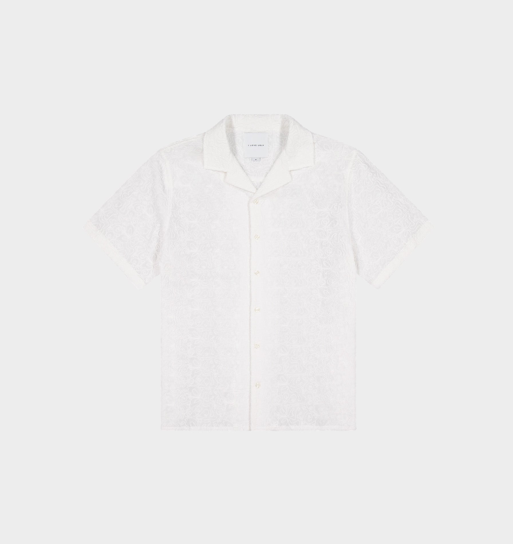 Chain Stitch Cuban Collar Shirt - White